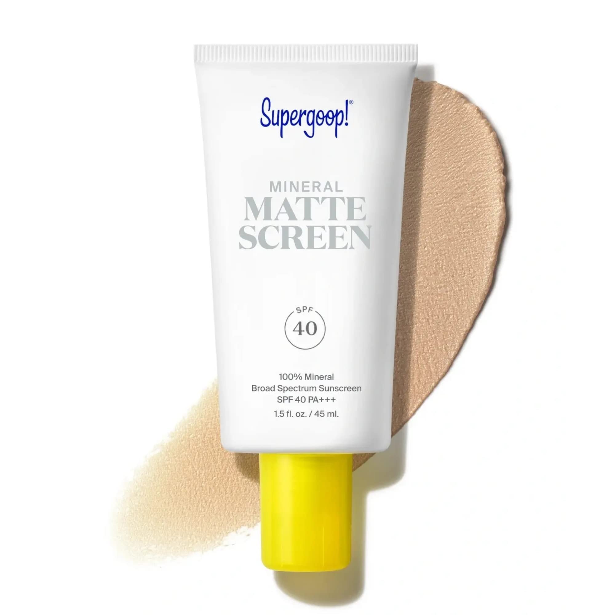 Supergoop! Mineral Mattescreen SPF 40 - Oil-Free Sunscreen for Matte Skin, Pores & Shine Control - 45 mL