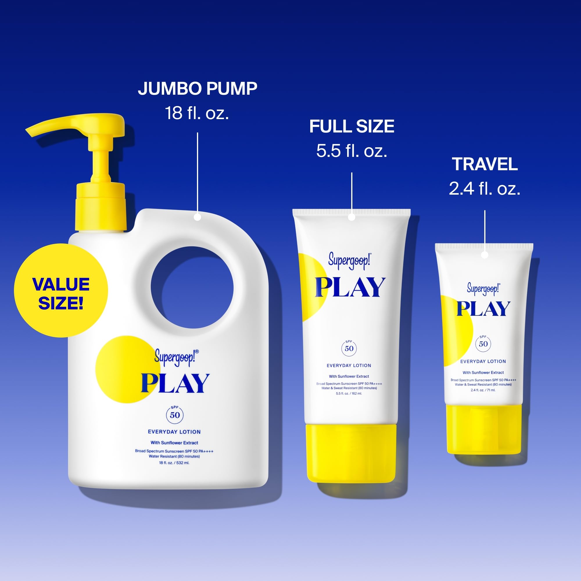 Supergoop! PLAY Everyday Lotion SPF 50 – Broad Spectrum Sunscreen for Face & Body | 2-Pack