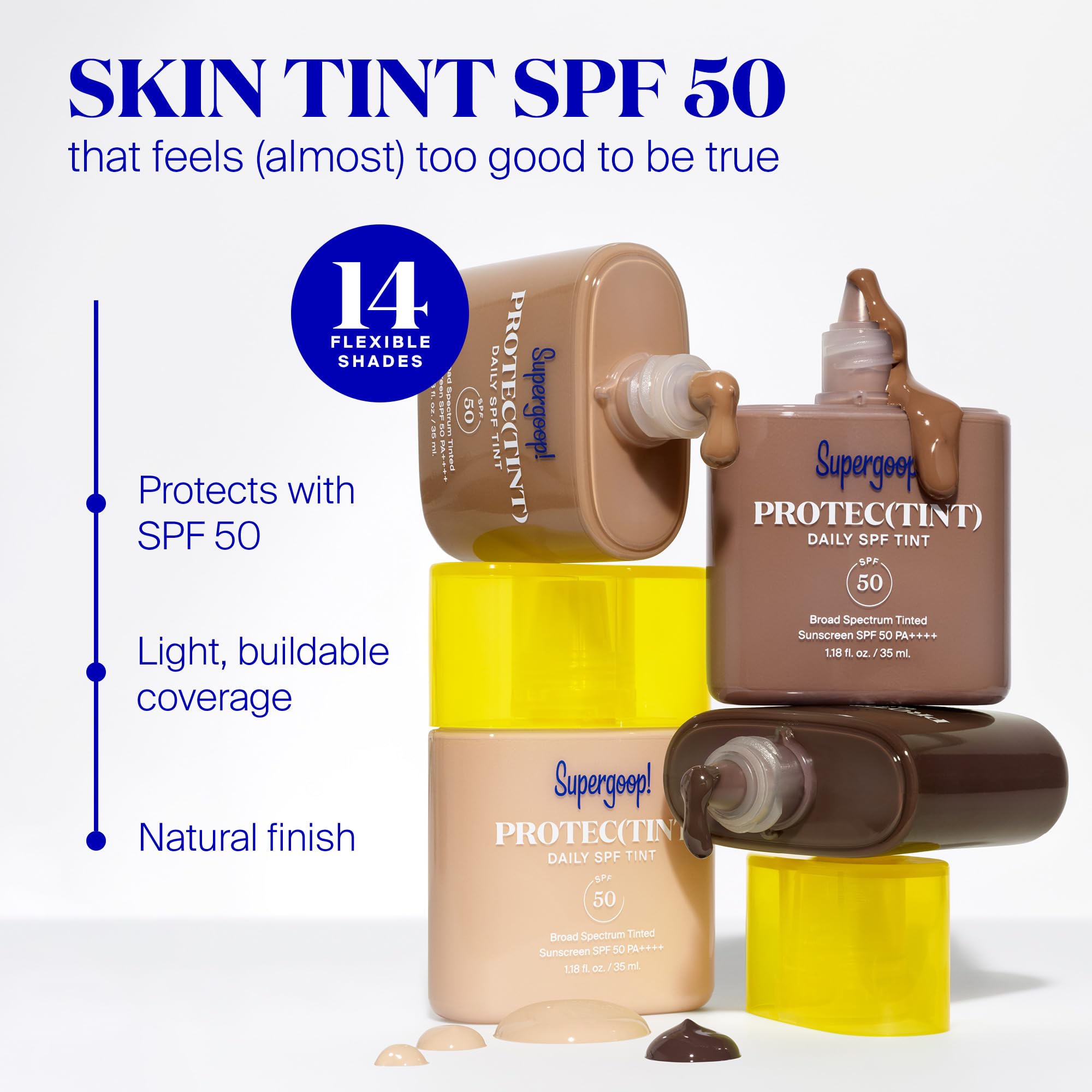 Supergoop! Protec(tint) Daily Skin Tint SPF 50 - Light, Buildable Coverage, Natural Finish