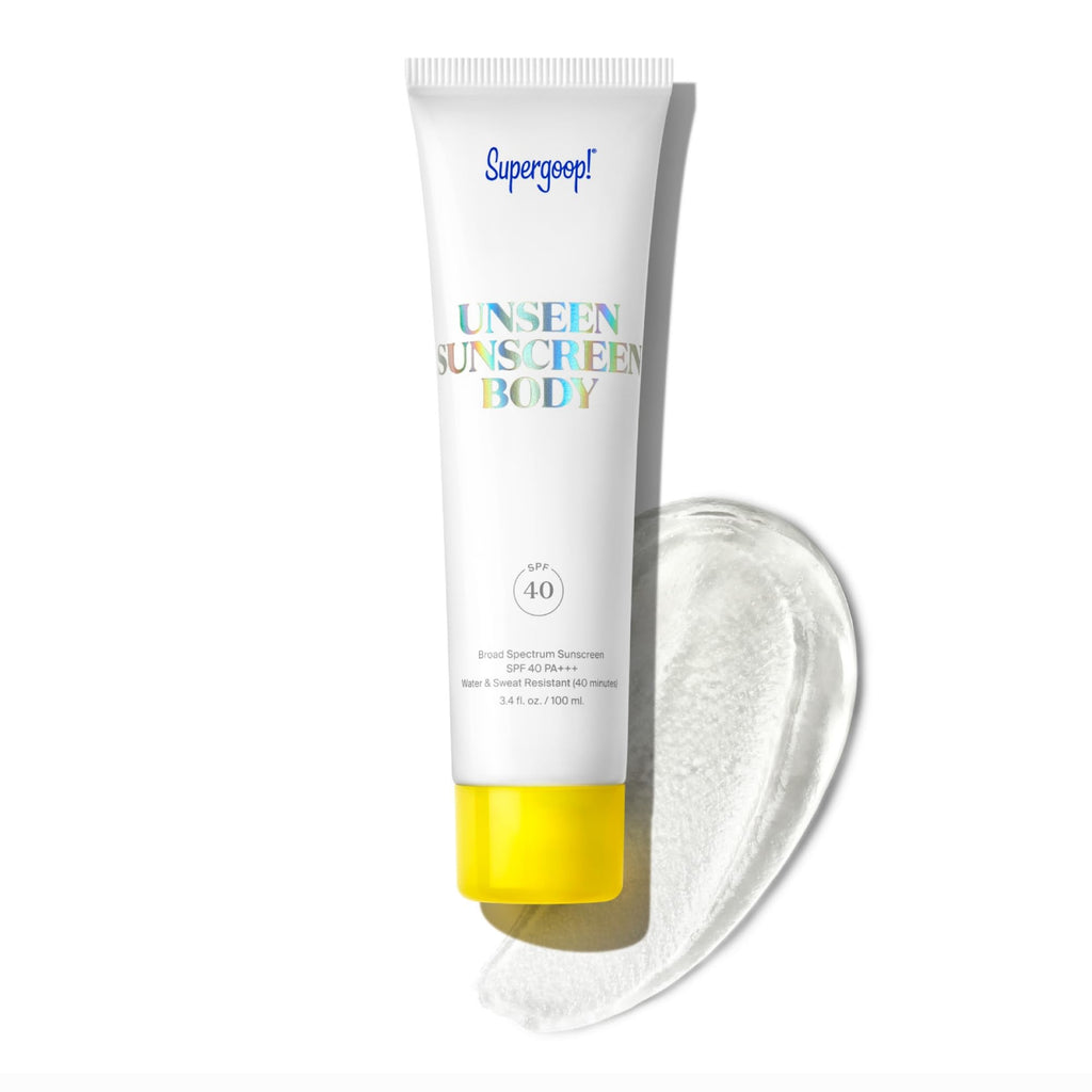 Supergoop! Unseen Sunscreen Body SPF 40 — Weightless, Clear Sun Protection for All Skin Types | 3.4 fl oz