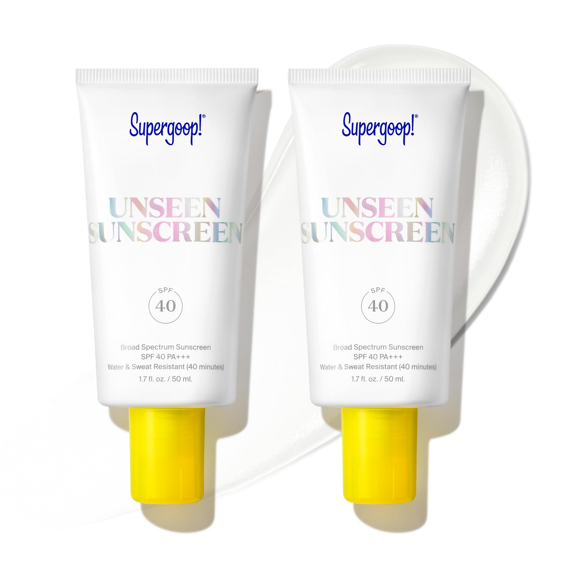 Supergoop! Unseen Sunscreen SPF 40 – Invisible, Oil-Free Primer + Broad Spectrum Protection (1.7 oz) Pack of 2