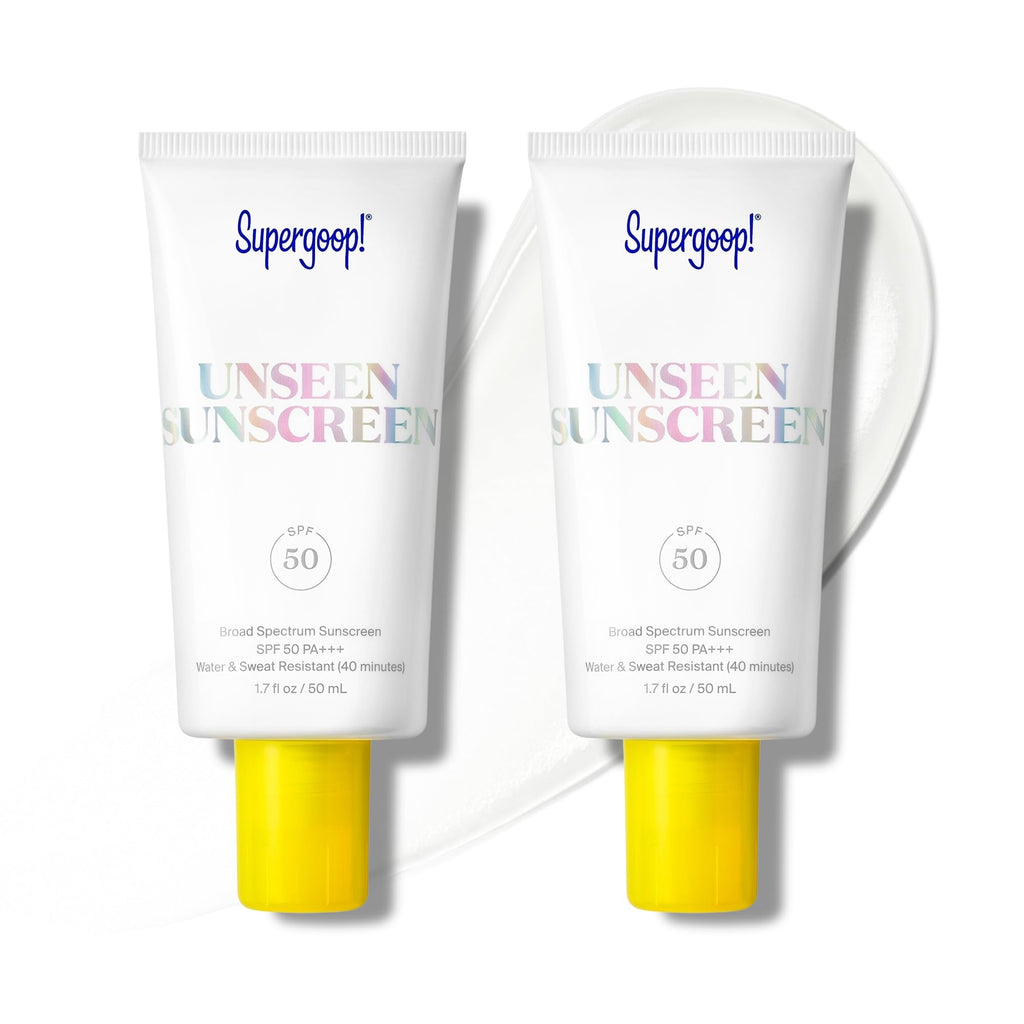 Supergoop! Unseen Sunscreen SPF 50 – Clear, Weightless Face Sunscreen & Makeup Primer | 2-Pack
