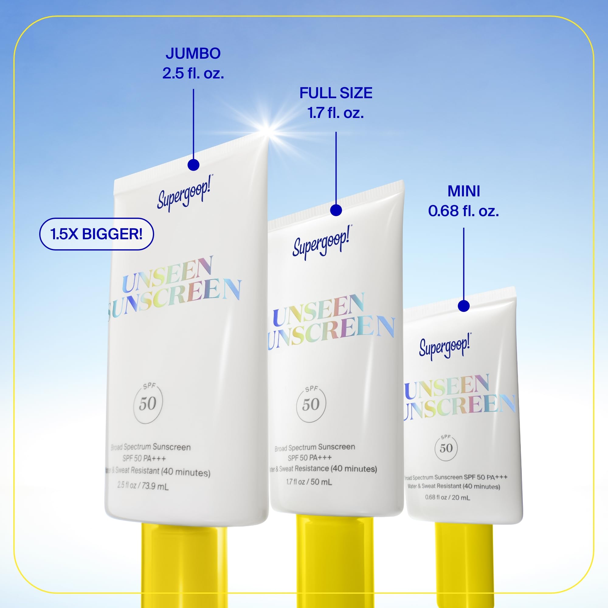 Supergoop! Unseen Sunscreen SPF 50 – Invisible Primer & Face SPF, 2.5 fl oz