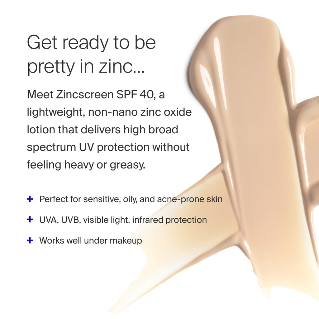 Supergoop! Zincscreen SPF 40 PA+++ Mineral Face Lotion with Pink Hue – Non-Nano Zinc Oxide