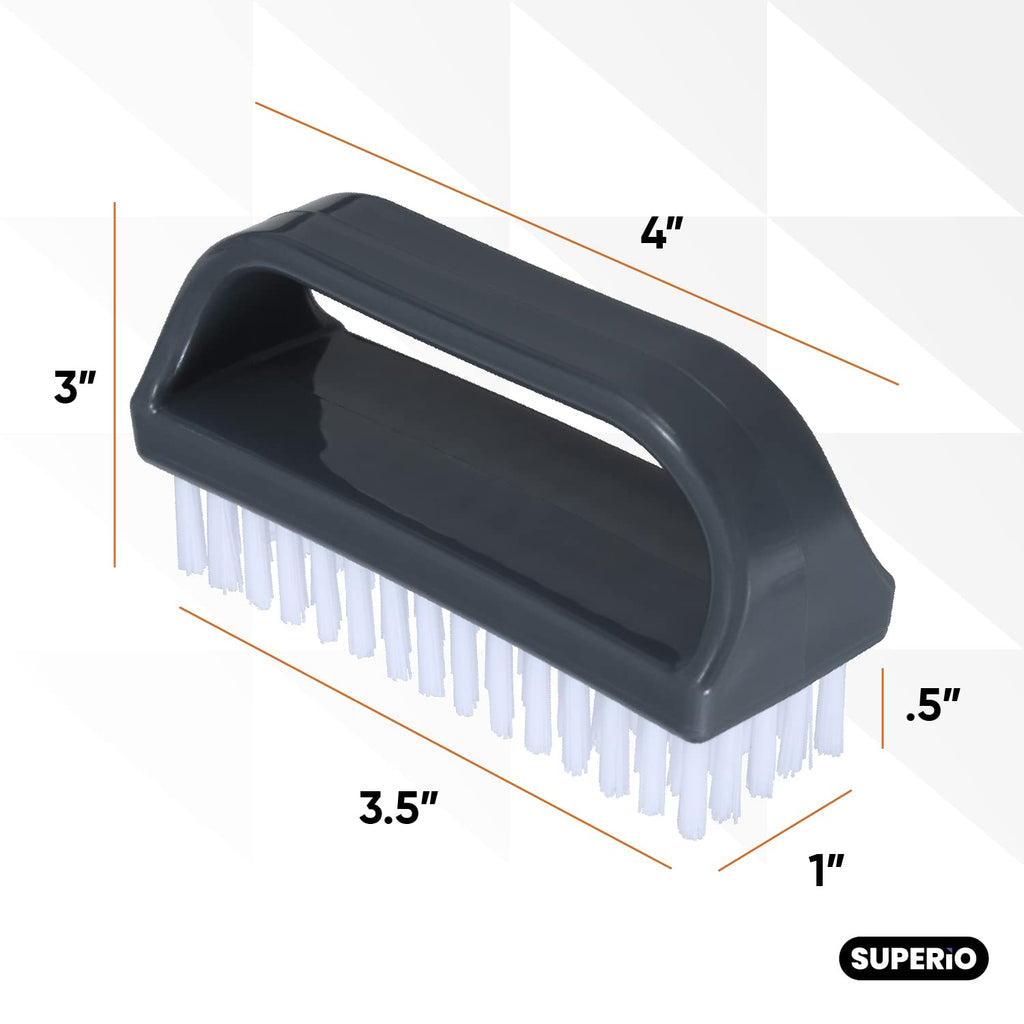 Superio Stiff Nail Brush with Handle – 12 Pack