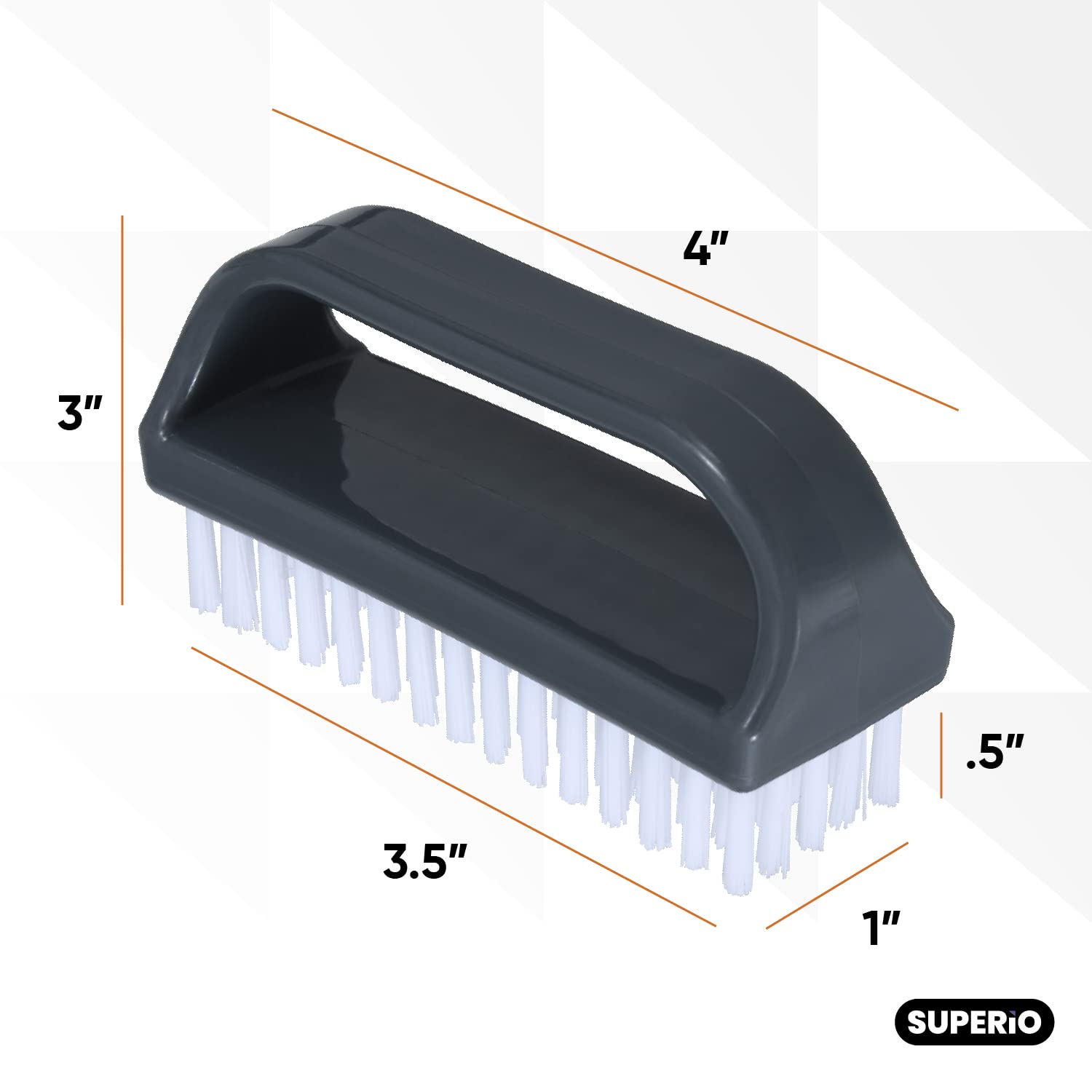 Superio Stiff Nail Brush with Handle – 12 Pack