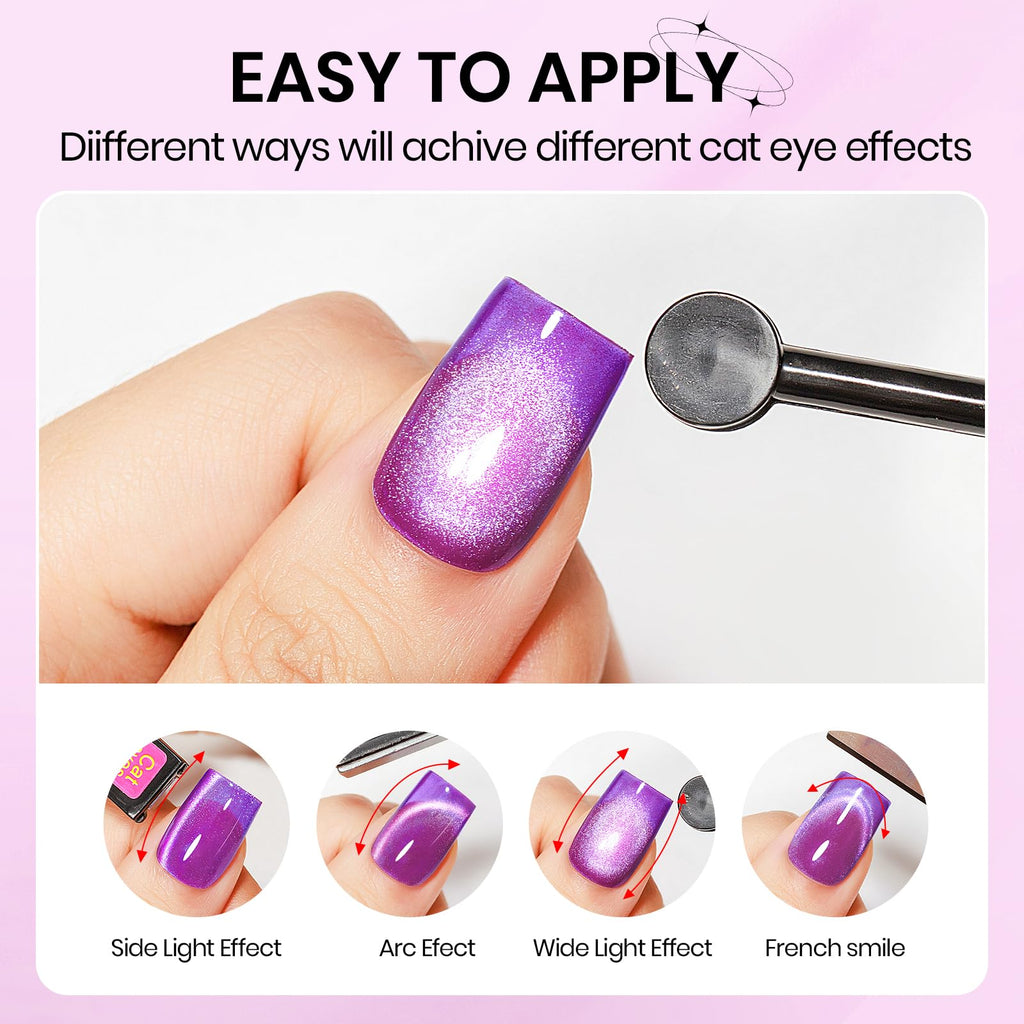 SUPWEE 12 Colors Neon Cat Eye Gel Nail Polish with Magnetic Tool – Vibrant Cat Eye Effects