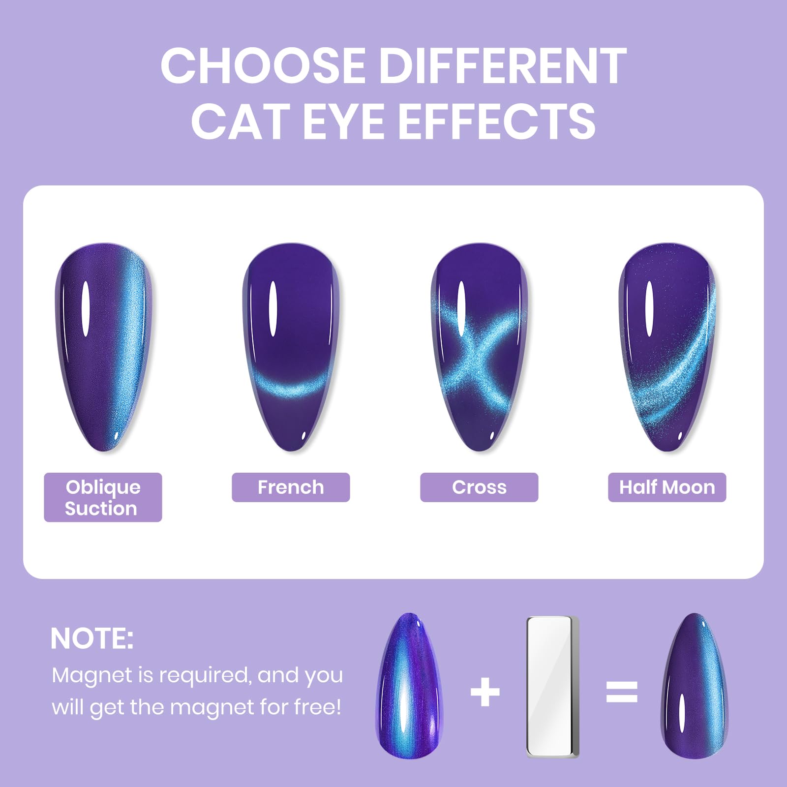 SUPWEE Cat Eye Nail Polish Set | Quick-Dry Magnetic Lacquer in 6 Holographic Shades