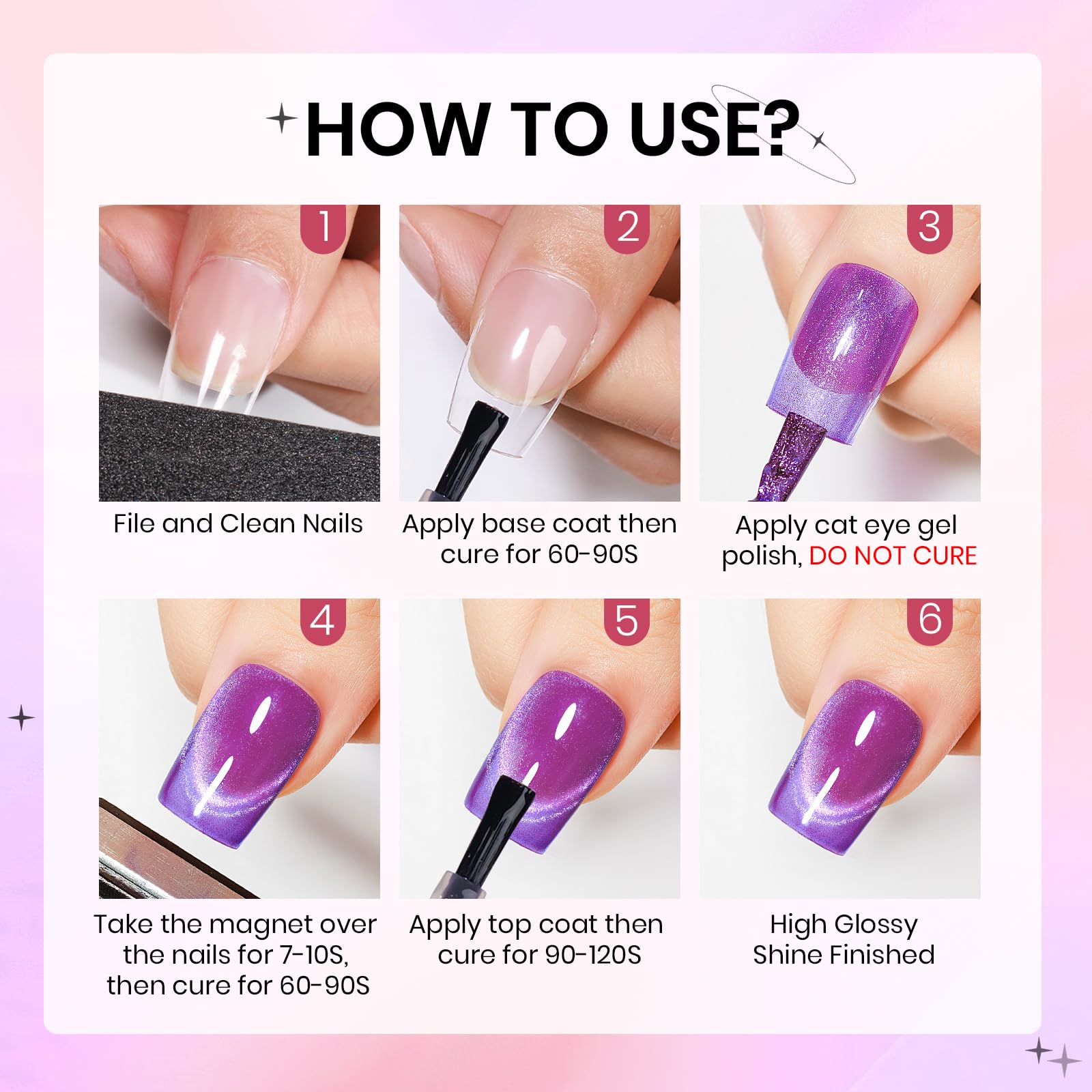 SUPWEE 12 Colors Neon Cat Eye Gel Nail Polish with Magnetic Tool – Vibrant Cat Eye Effects