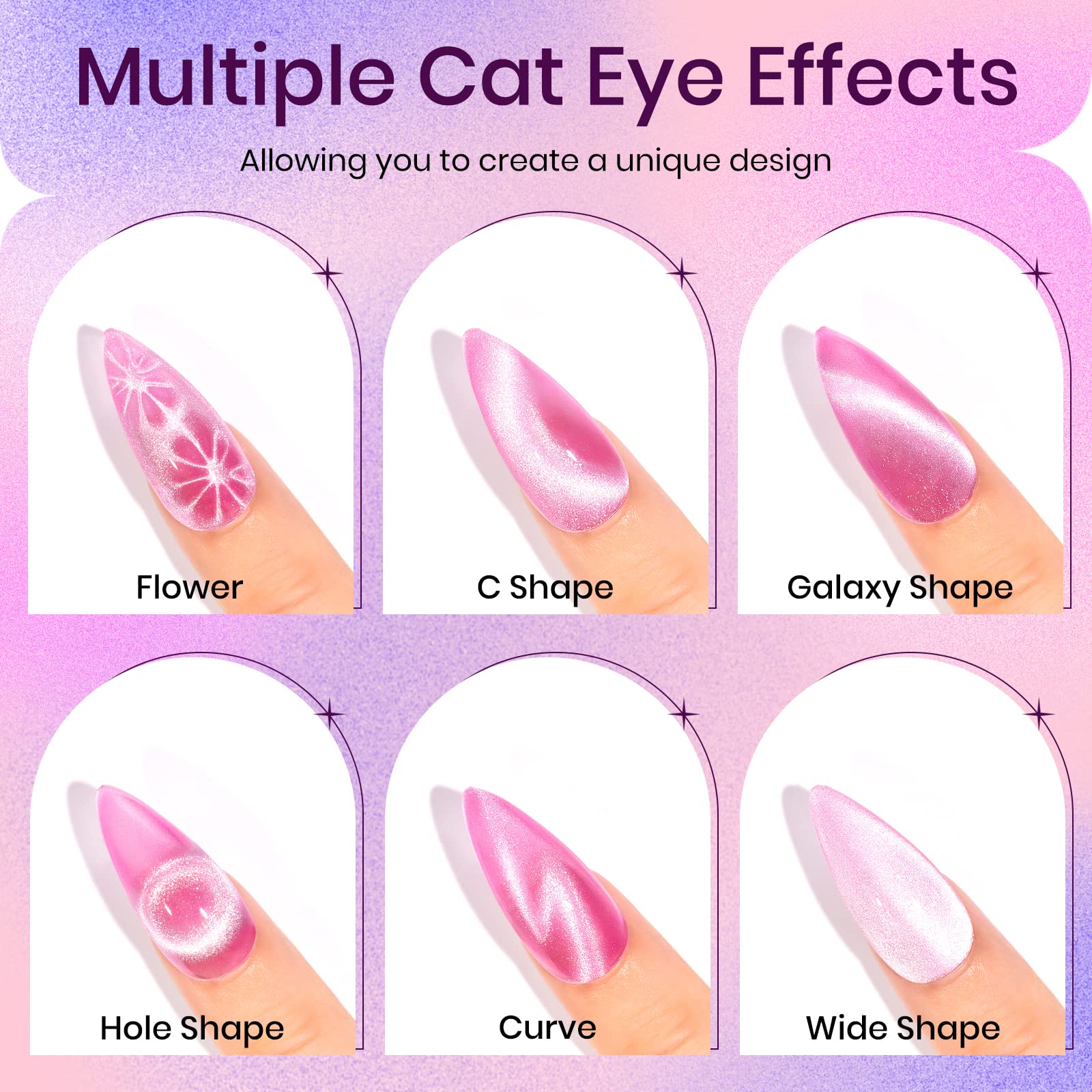 SUPWEE 12 Colors Cat Eye Gel Nail Polish Set – Macaron Candy Magnetic Gel Polish for DIY Home Manicures