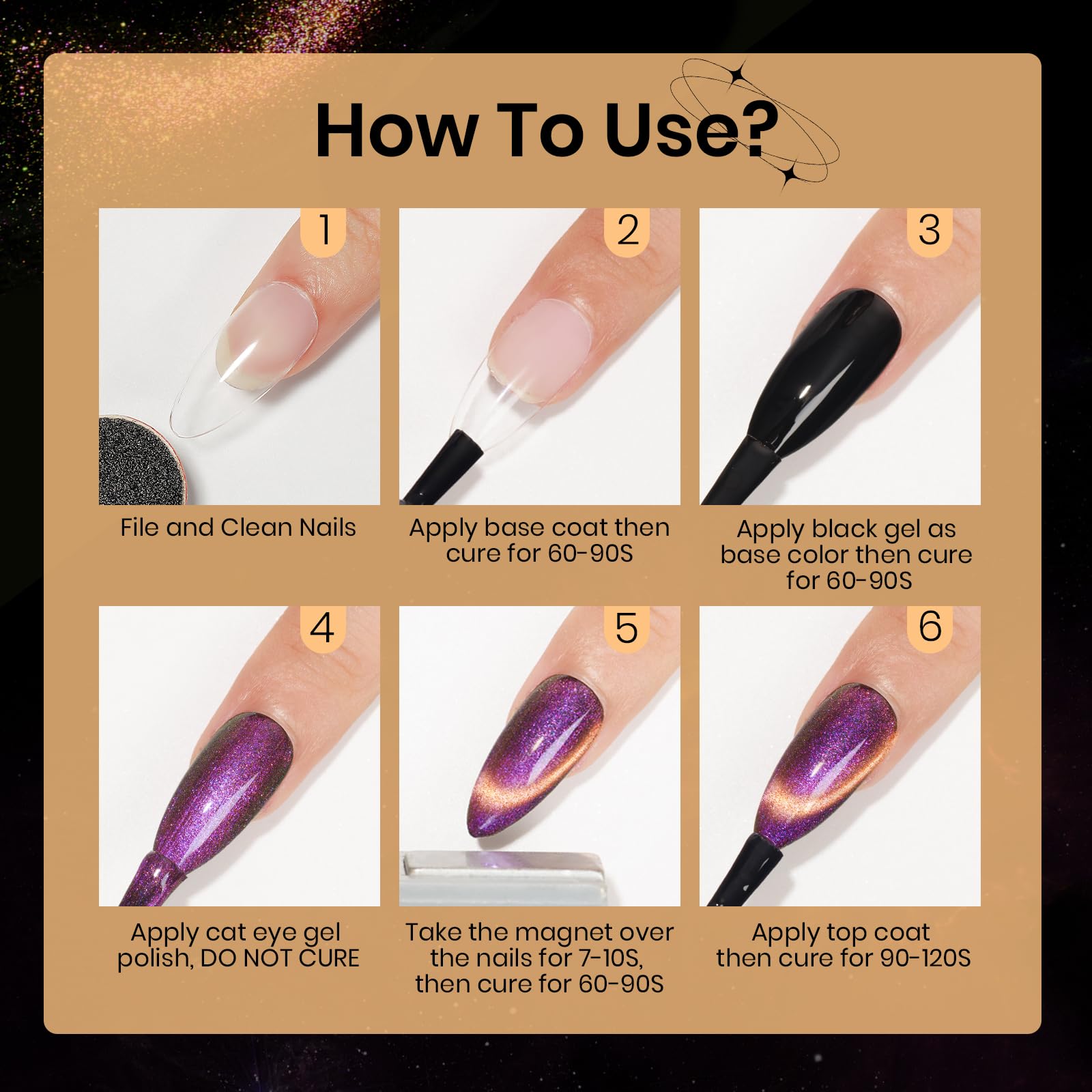 SUPWEE Cat Eye Gel Polish Kit — 12 Magnetic Colors with Stick for Galaxy Cat Eye Nails