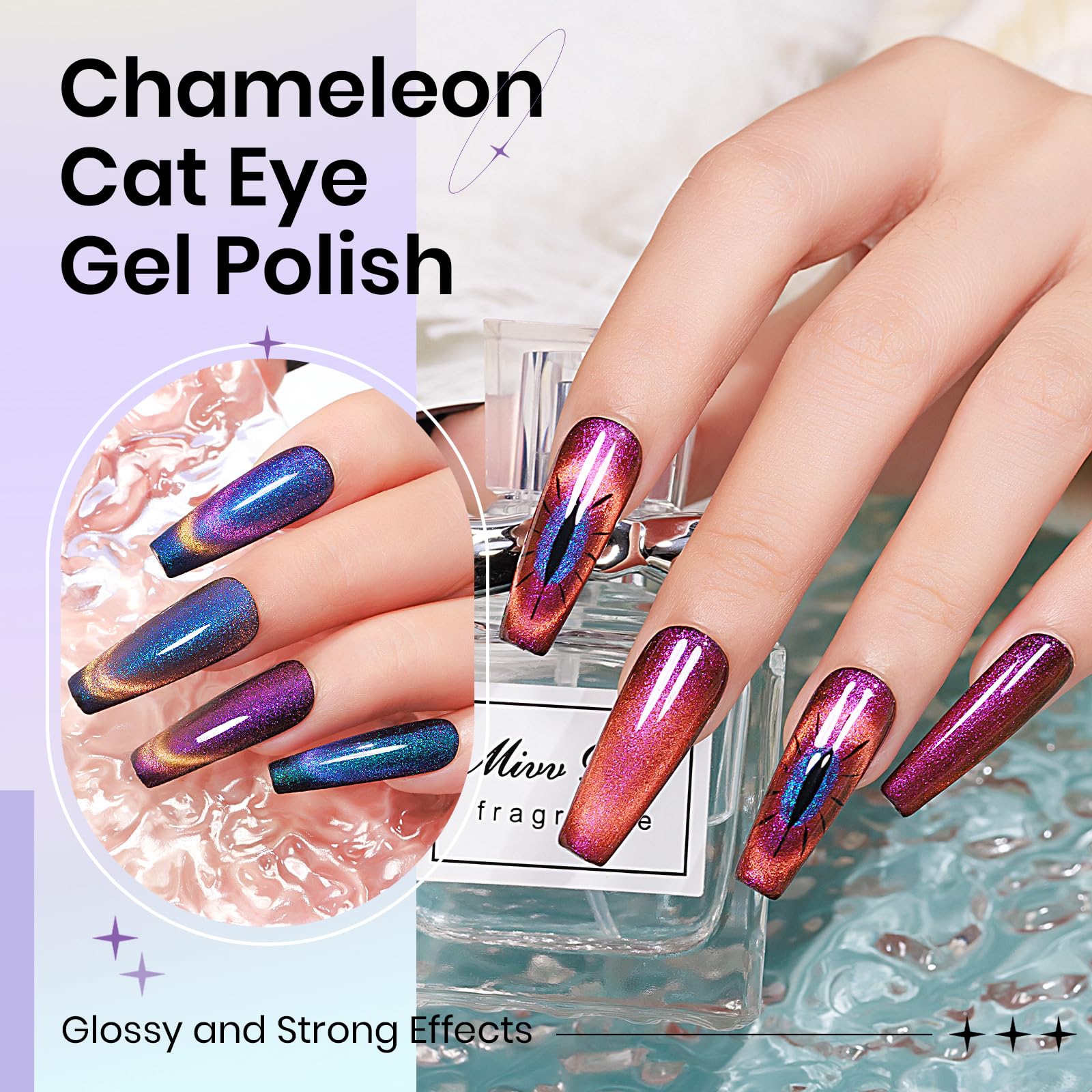 SUPWEE Moonlight & Chameleon Cat Eye Gel Polish Set — 12 Colors + Magnetic Stick for Galaxy Cateye Effects