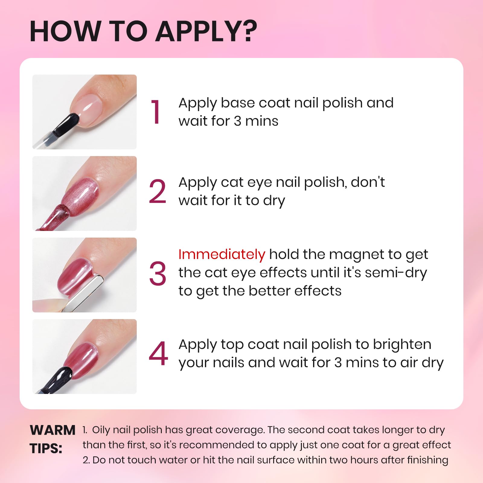SUPWEE Cat Eye Nail Polish Set – 6 Quick-Dry Magnetic Lacquers for salon-worthy cat eye nails
