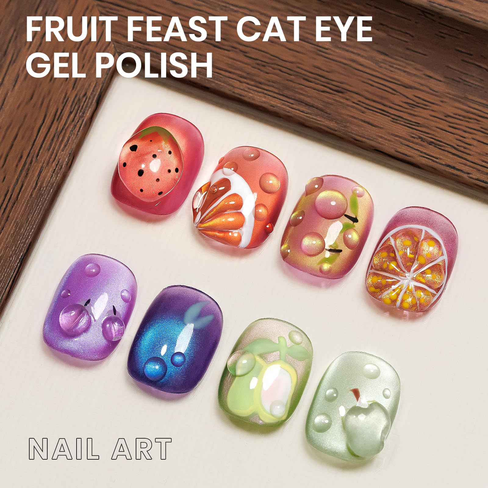 SUPWEE Cat Magnetic Eye Gel Polish – 12 Fruit Colors, DIY Cat Eye Kit with Magnetic Stick