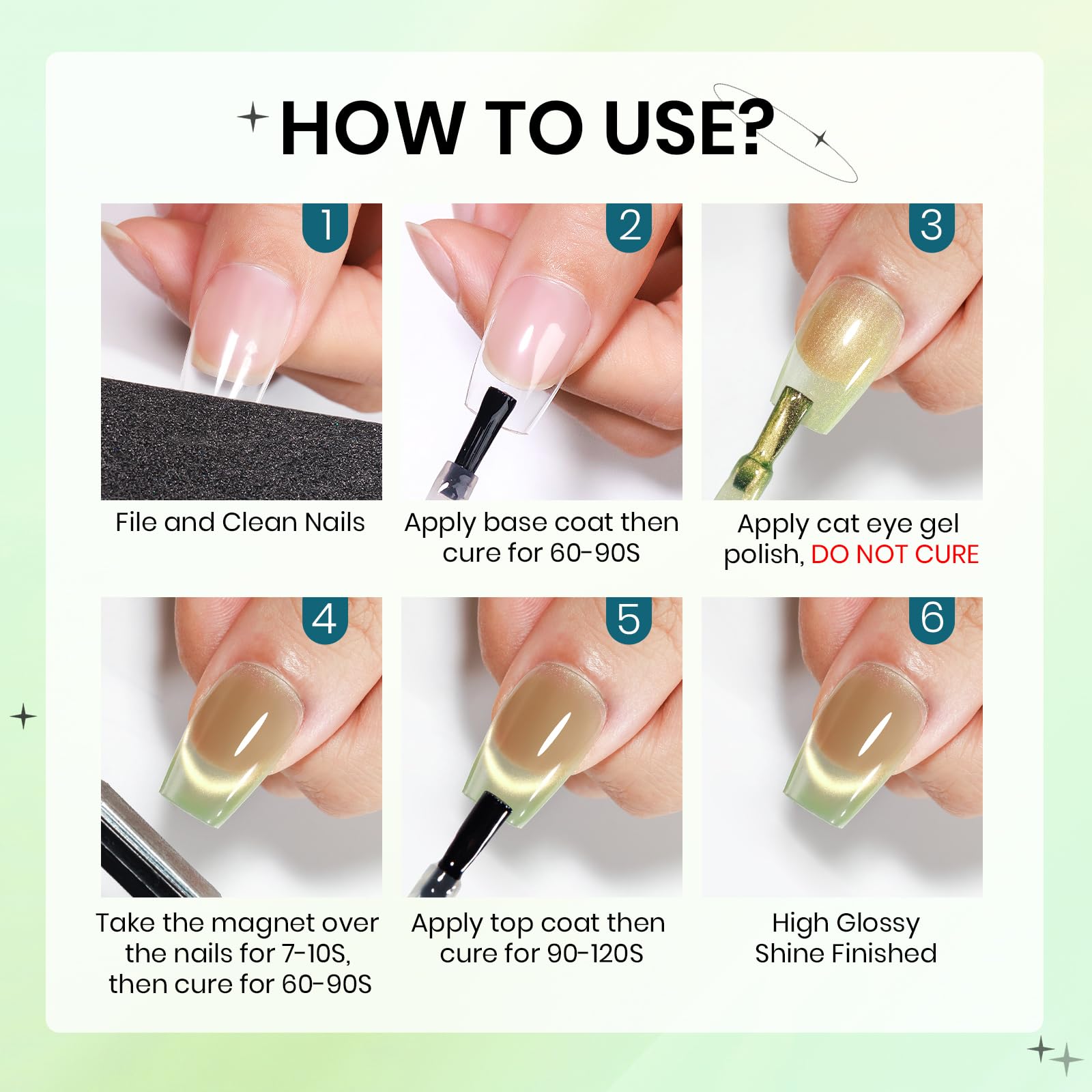 SUPWEE Cat Magnetic Eye Gel Polish – 12 Fruit Colors, DIY Cat Eye Kit with Magnetic Stick