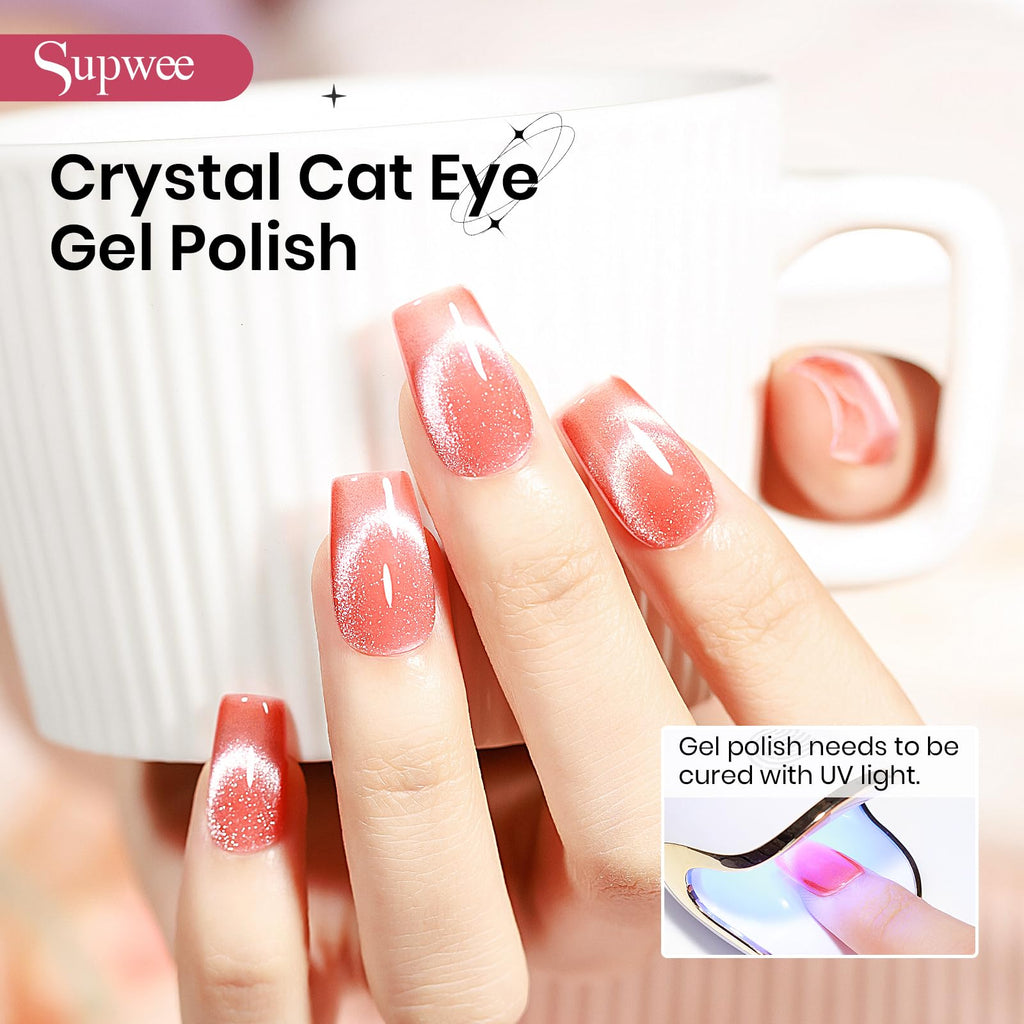 SUPWEE Cateye Gel Nail Polish Set – 6 Magnetic Cat Eye Colors for DIY Nail Art | UV Lamp Cured