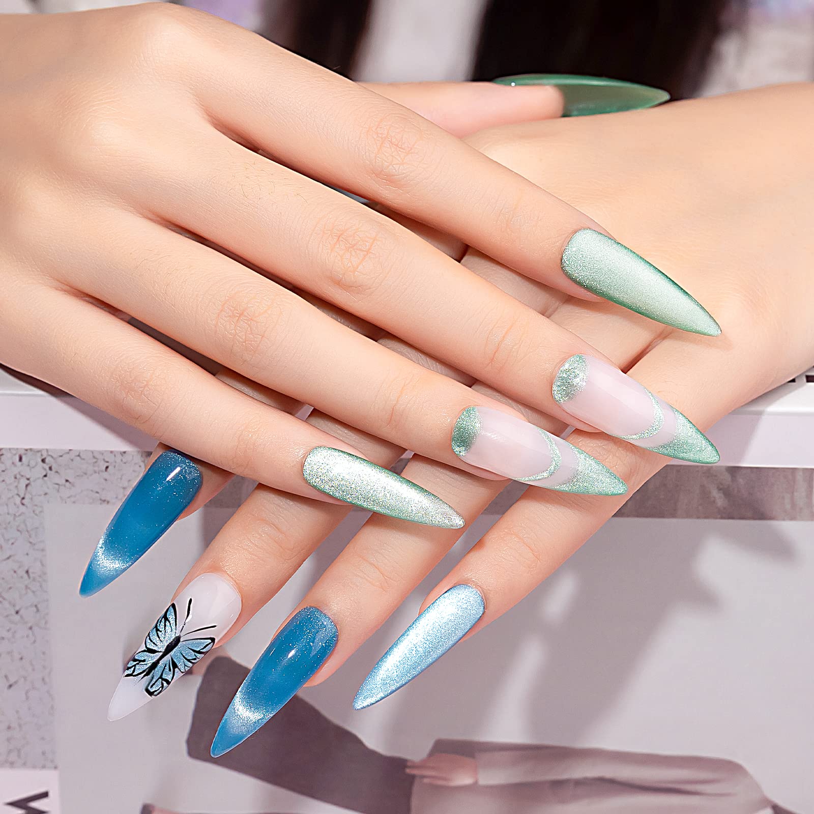 SUPWEE 12 Colors Cat Eye Gel Nail Polish Set – Macaron Candy Magnetic Gel Polish for DIY Home Manicures