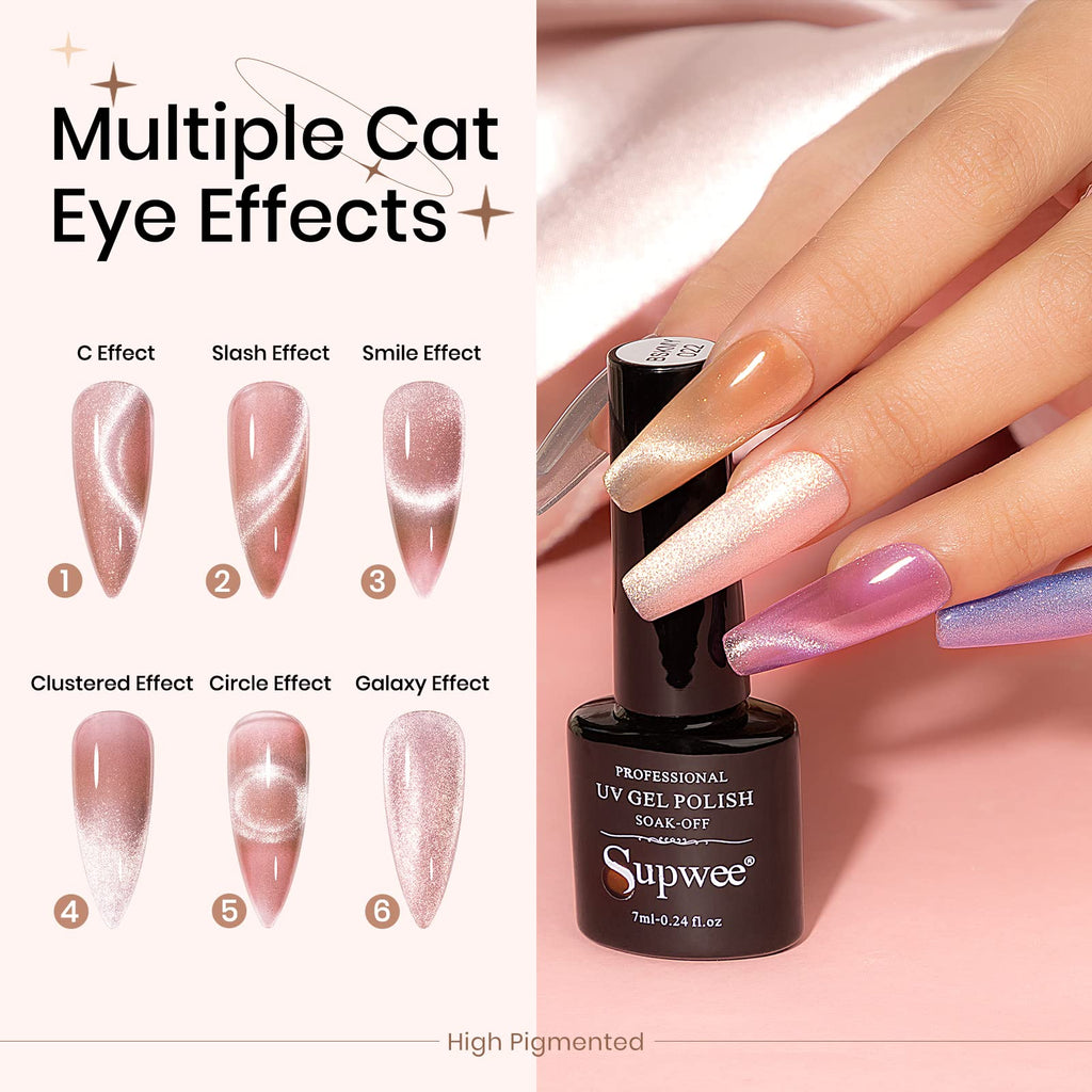 SUPWEE Magnetic Cat Eye Nail Polish Set — 12 Colors, 9D Gel Polish