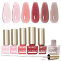 SUPWEE Jelly Nail Polish Set – Quick Dry Sheer Nude Pink Regular Nail Lacquer (8 Colors)