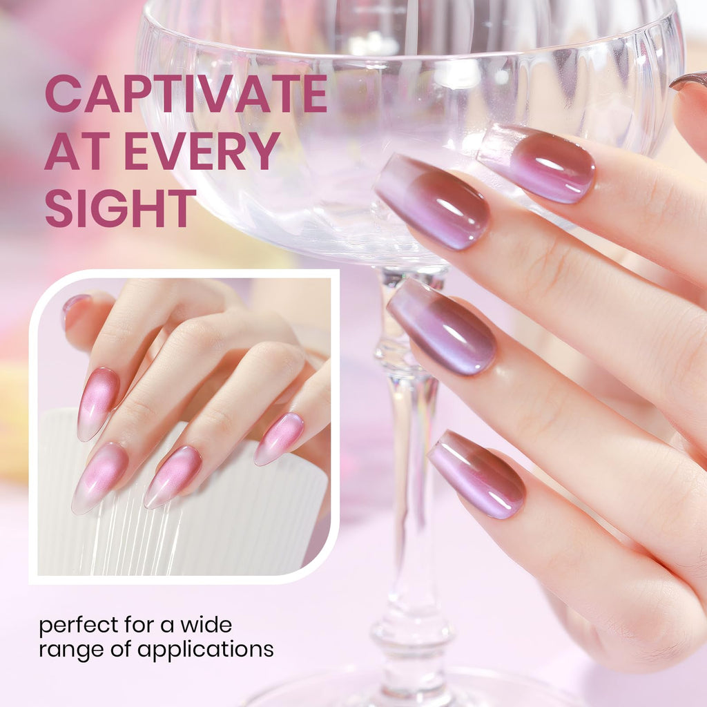 SUPWEE Cat Eye Gel Nail Polish Set – 12 Magnetic Colors, High-Gloss Finish, UV-Cure, Vegan & Non-Toxic, 0.24 fl oz