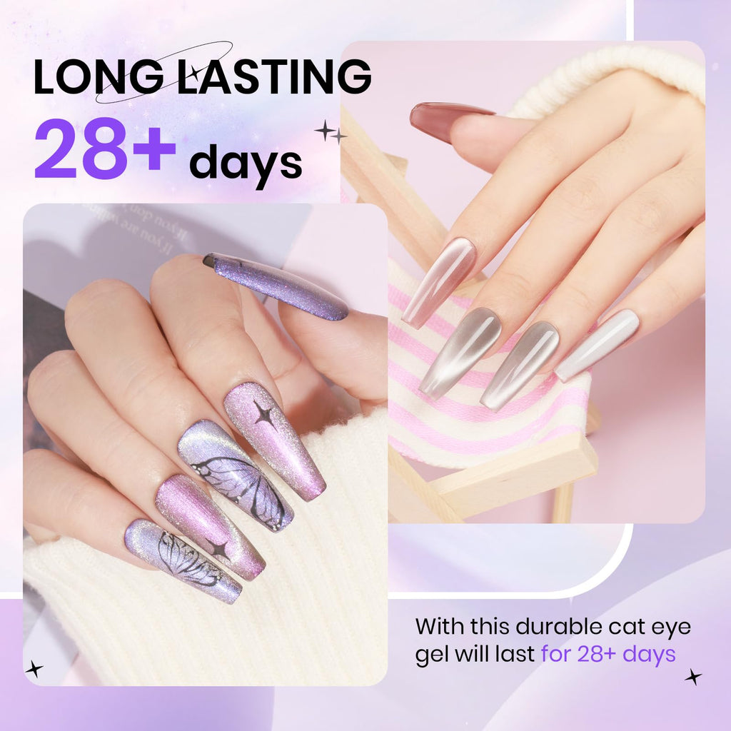 SUPWEE Magnetic Cat Eye Gel Nail Polish Set – 12 Colors + Magnetic Stick for DIY Manicure
