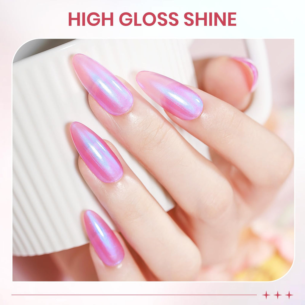 SUPWEE Pearl Nail Polish Set Non Gel – Quick-Dry Mermaid Shell Colors (Blue, Pink, White, Green)