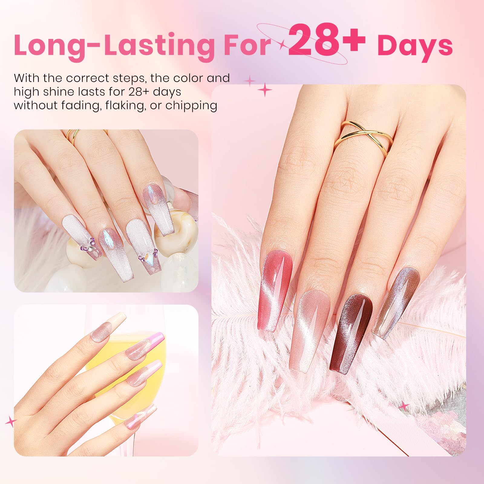 SUPWEE Crystal Cat Eye Gel Nail Polish – 12 Colors with Magnetic Stick