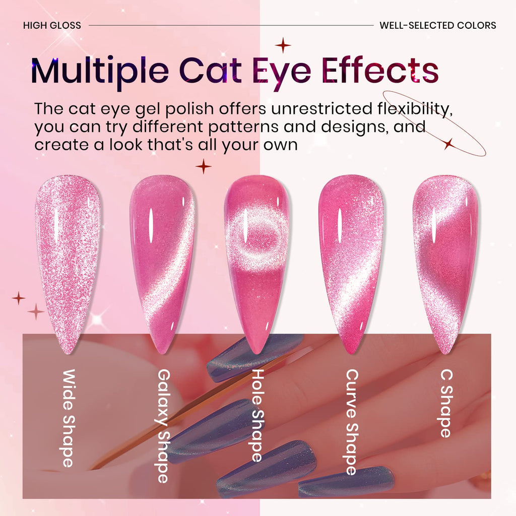 SUPWEE Neon Cat Eye Gel Polish Set with Magnetic Stick – 12 Neon UV Gels