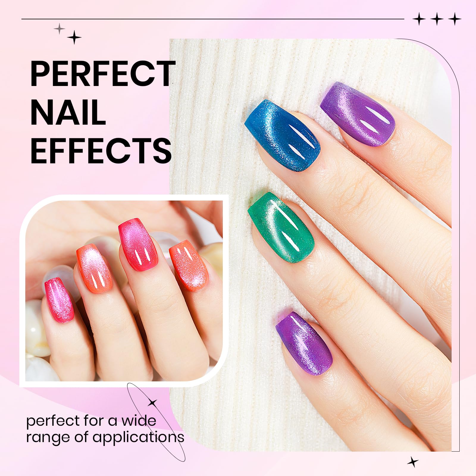 SUPWEE 12 Colors Neon Cat Eye Gel Nail Polish with Magnetic Tool – Vibrant Cat Eye Effects