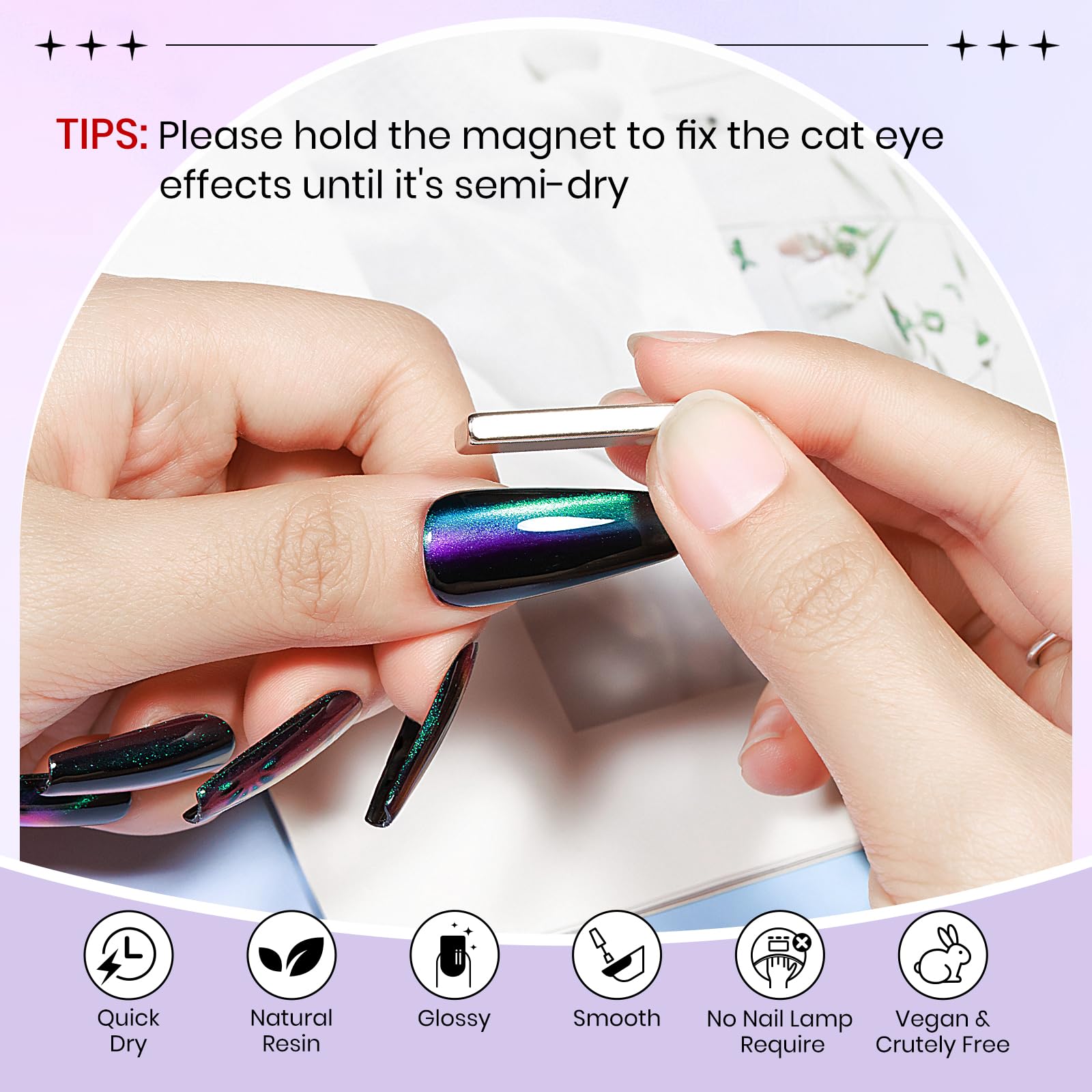 SUPWEE Magnetic Cat Eye Nail Polish Set – 12 Quick-Dry, Air-Dry, Non-Gel, Vegan