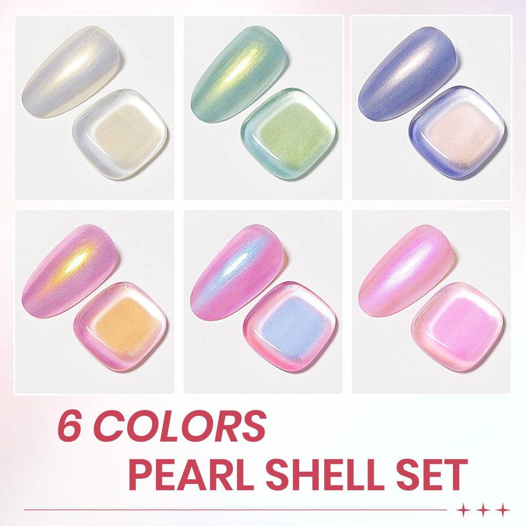 SUPWEE Pearl Nail Polish Set Non Gel – Quick-Dry Mermaid Shell Colors (Blue, Pink, White, Green)