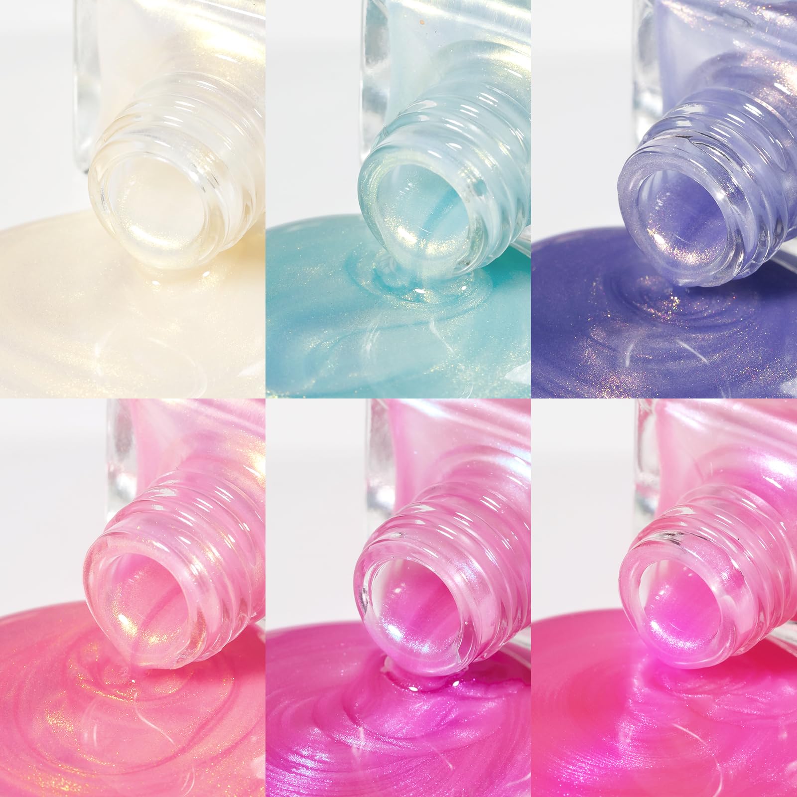 SUPWEE Pearl Nail Polish Set Non Gel – Quick-Dry Mermaid Shell Colors (Blue, Pink, White, Green)