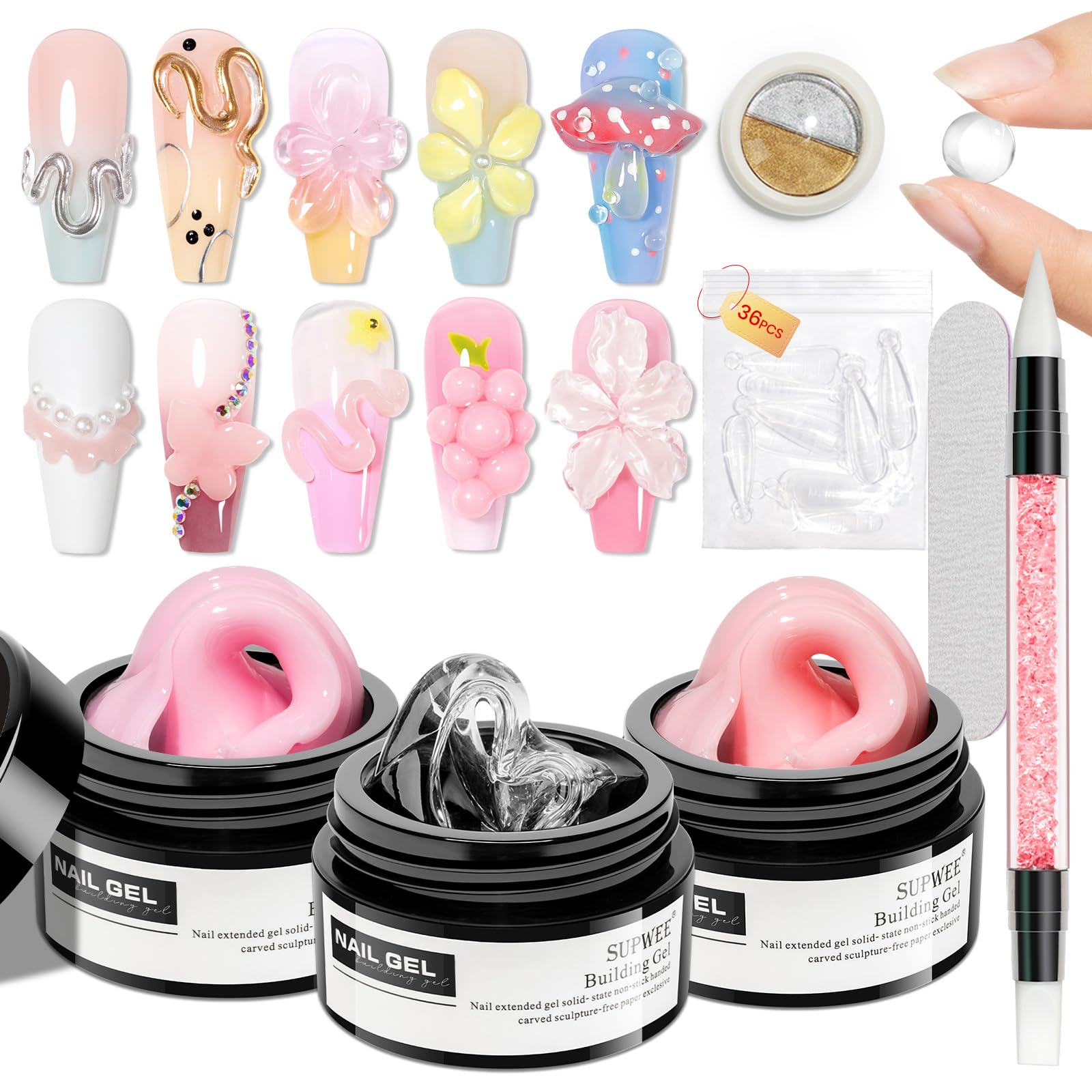 SUPWEE Sculpting Gel Kit – 3D Nail Art Builder Gel for Extensions