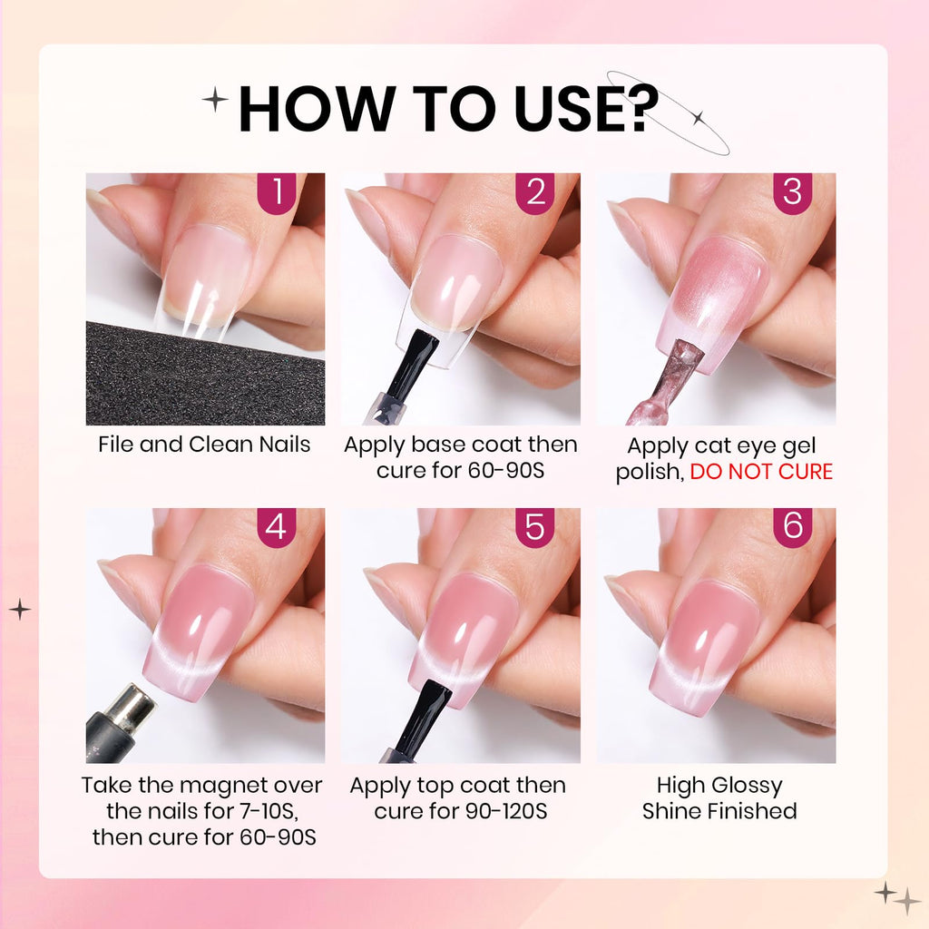 SUPWEE 12 Colors Magnetic Cat Eye Gel Polish Moonlight – Soak Off UV Nail Kit