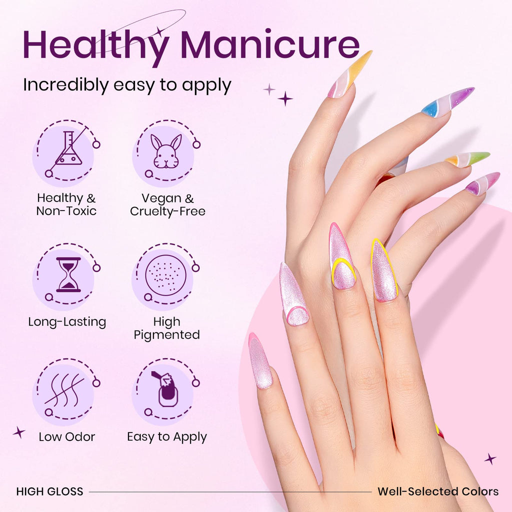 SUPWEE 12 Colors Cat Eye Gel Nail Polish Set – Macaron Candy Magnetic Gel Polish for DIY Home Manicures