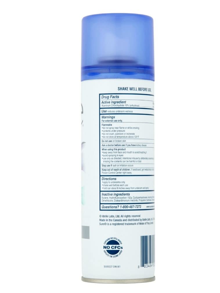Sure Unscented Aerosol Antiperspirant & Deodorant – 48-Hour Protection for Men & Women, Fast Drying Spray, 6-Pack