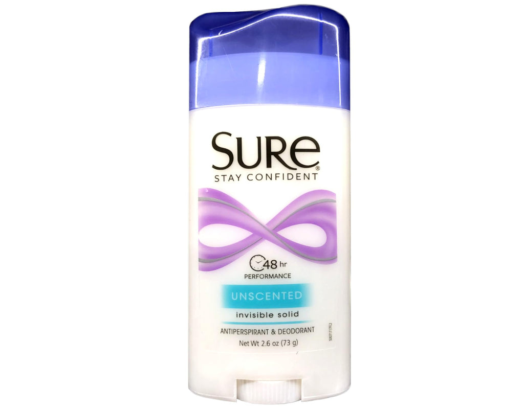 Sure Invisible Solid Antiperspirant Deodorant – Unscented, 2.6 oz, Pack of 10