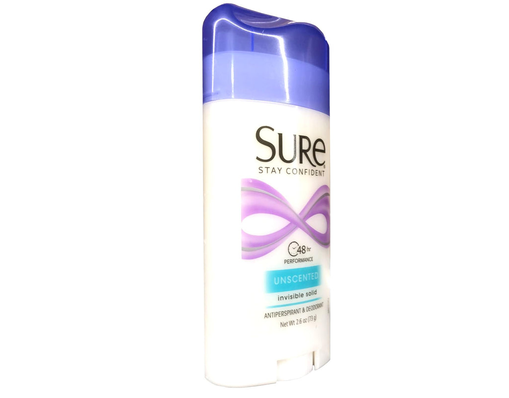 Sure Invisible Solid Antiperspirant Deodorant – Unscented, 2.6 oz, Pack of 10