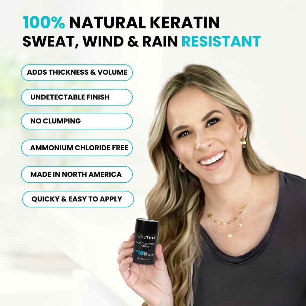 SURETHIK Medium Brown Hair Fibers for Thinning Hair - 30g | Instant Fuller Look for Men & Women