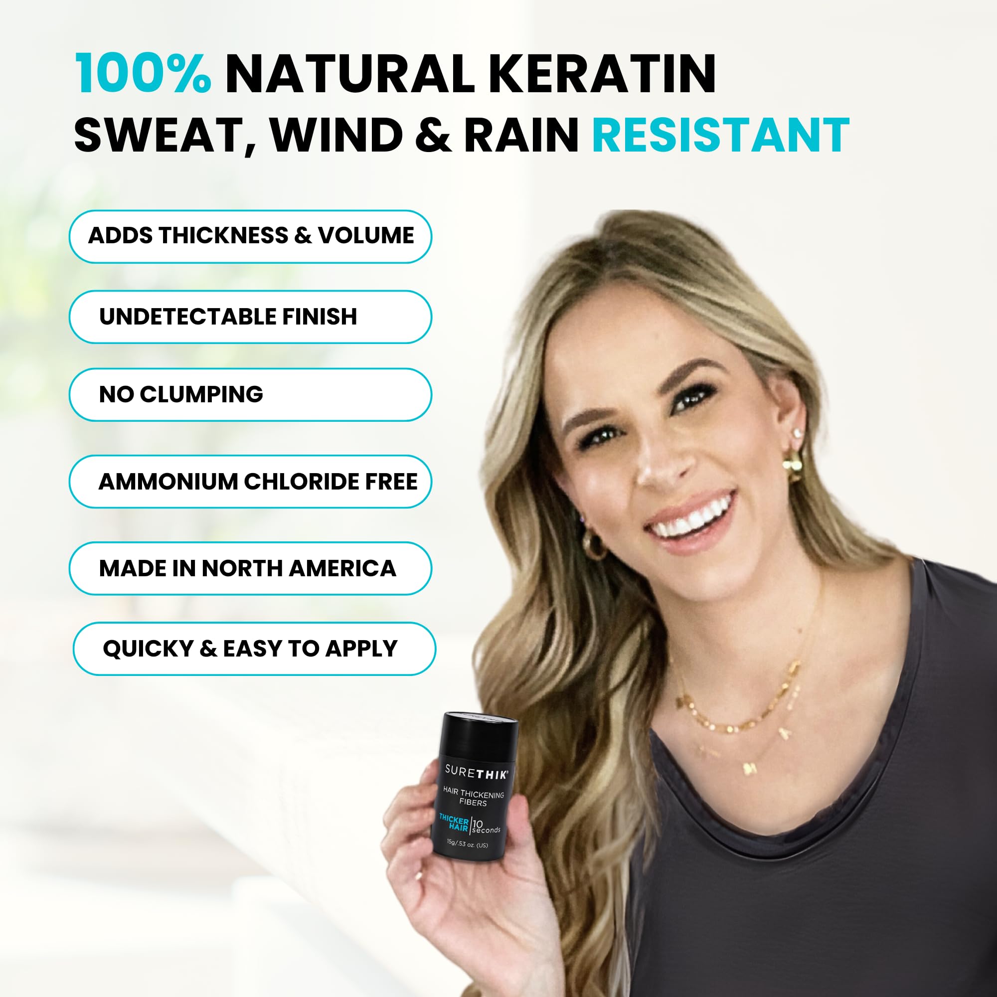SURETHIK Medium Brown Hair Fibers for Thinning Hair - 30g | Instant Fuller Look for Men & Women