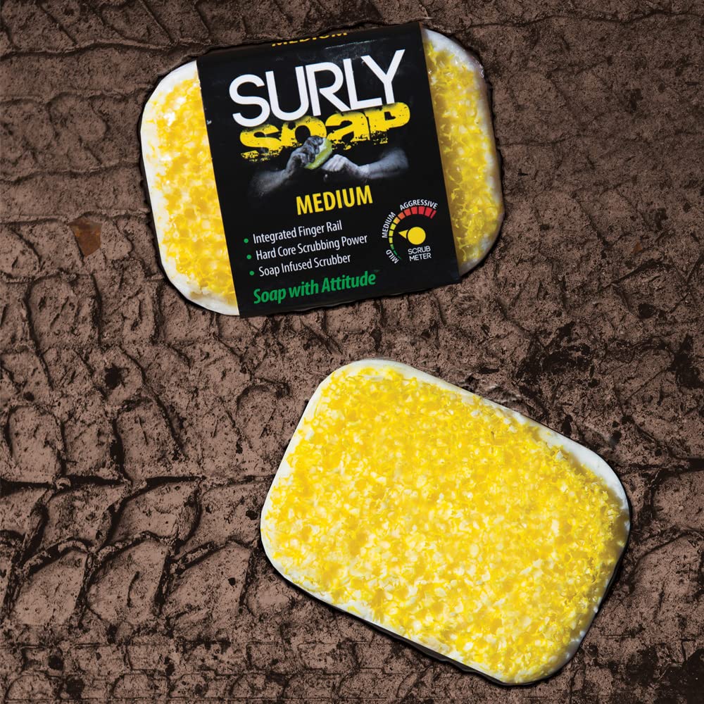 Surly Soap 14055 Medium Aggression Bar Soap – Built-in Scrub Pad