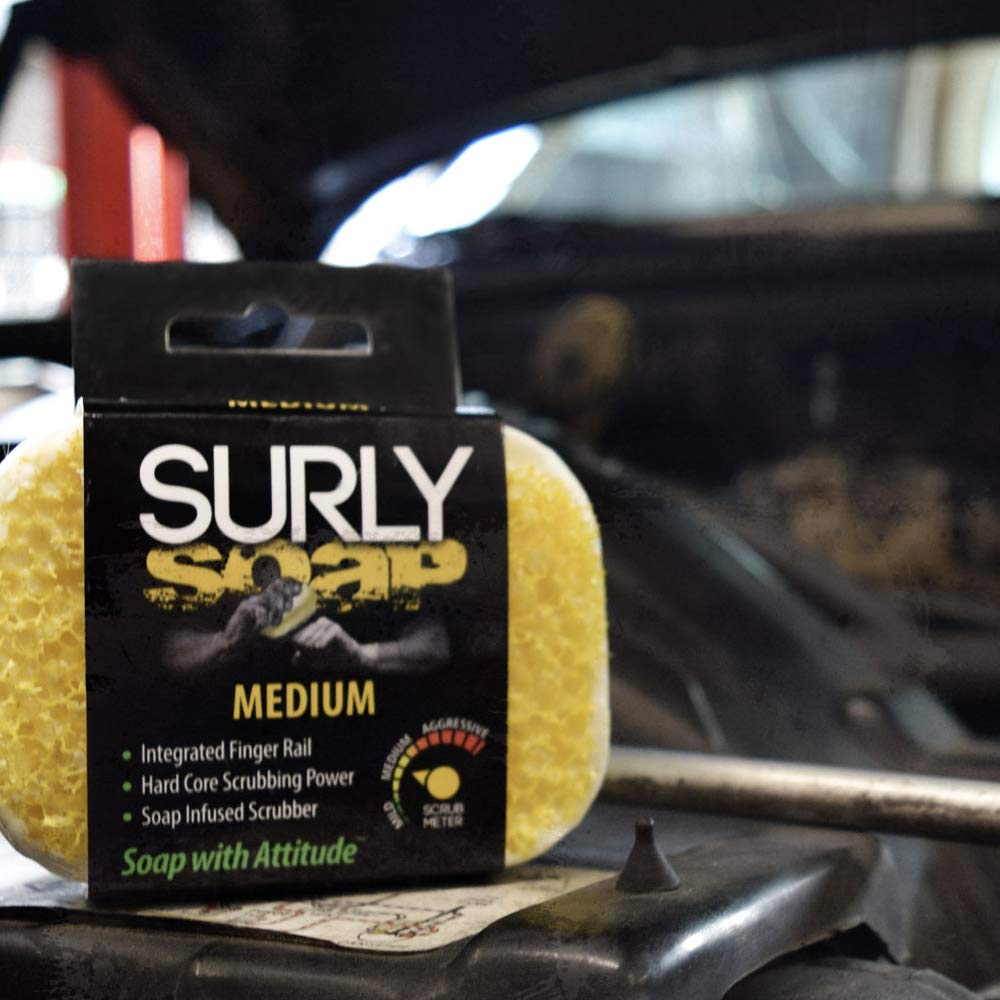 Surly Soap 14055 Medium Aggression Bar Soap – Built-in Scrub Pad