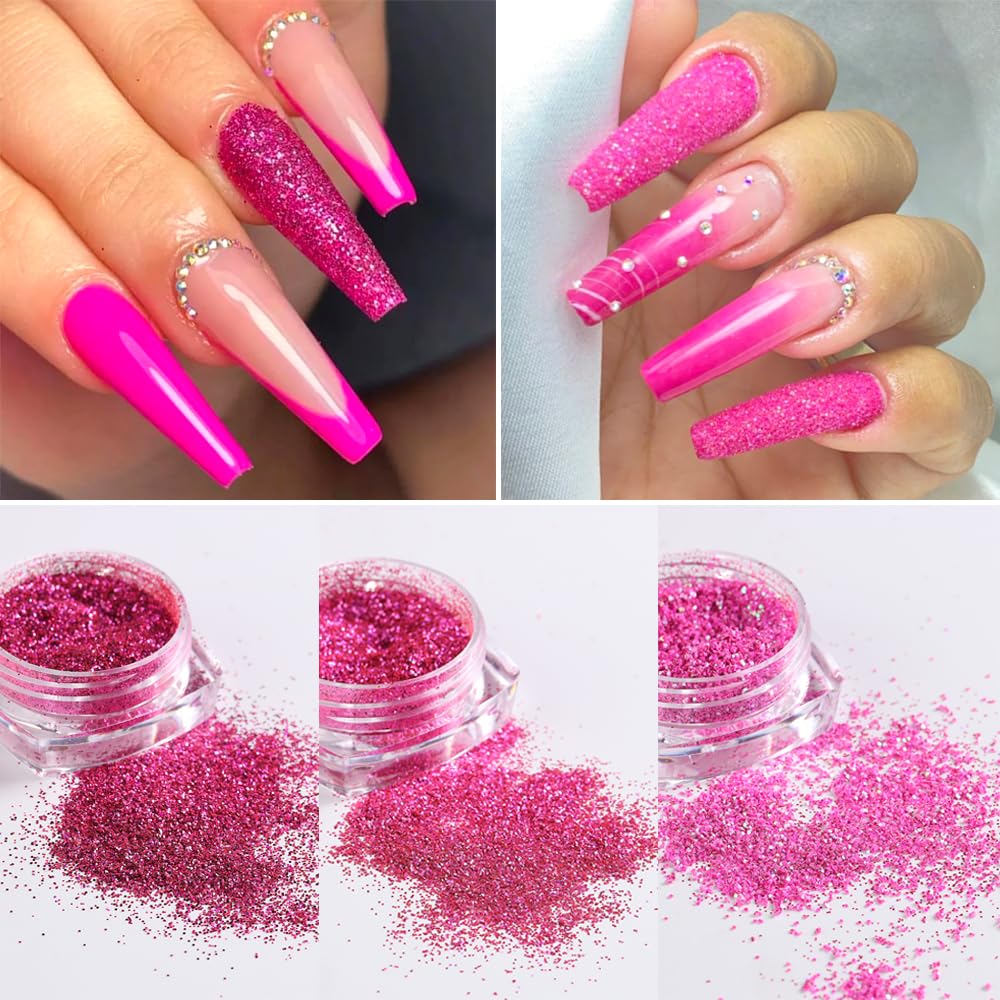 SUTOKAKA Holographic Sugar Glitter Powder – 12 Iridescent Nail Colors