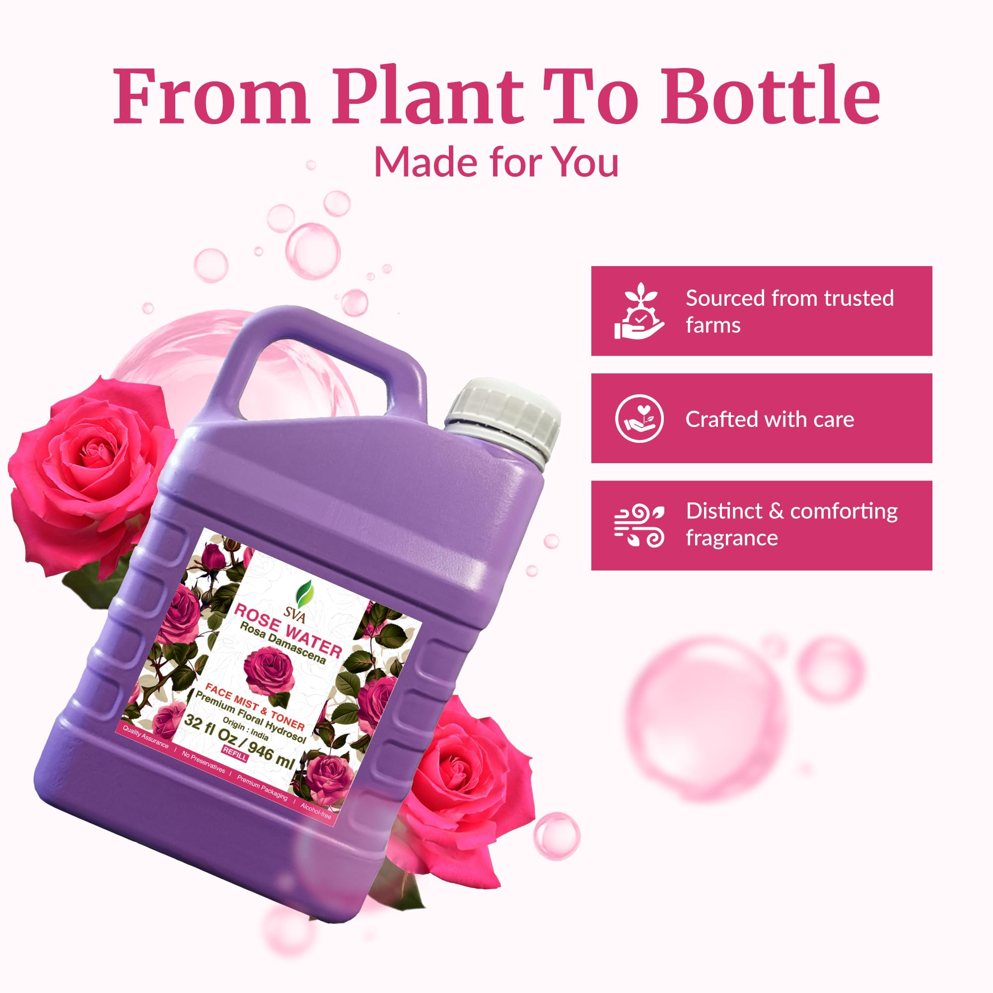 SVA Rose Water 32 oz by SVA ORGANICS | Hydrating Face Mist, Haircare & Aromatherapy
