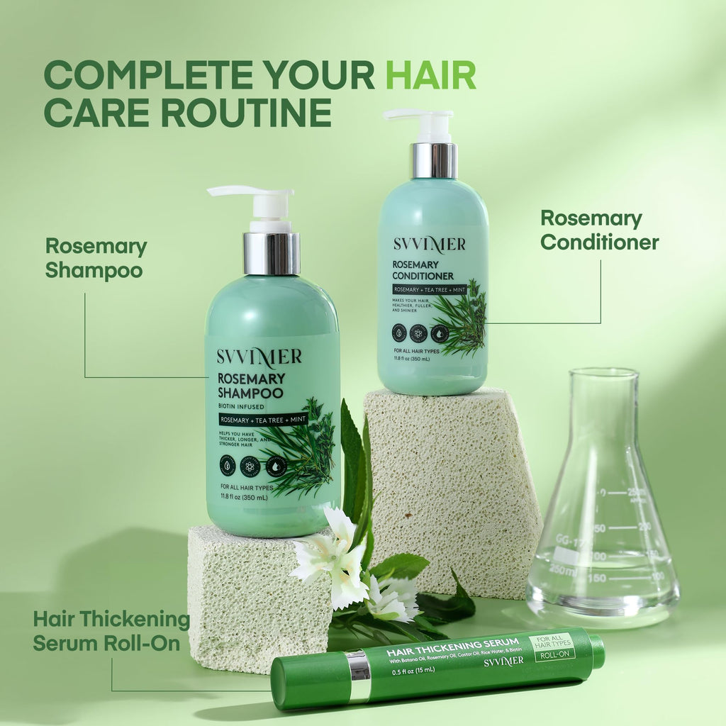Svvimer Hair Growth Serum Roll-On – 2x15ml with Biotin, Rosemary & Batana Oil for Thicker-Looking Hair