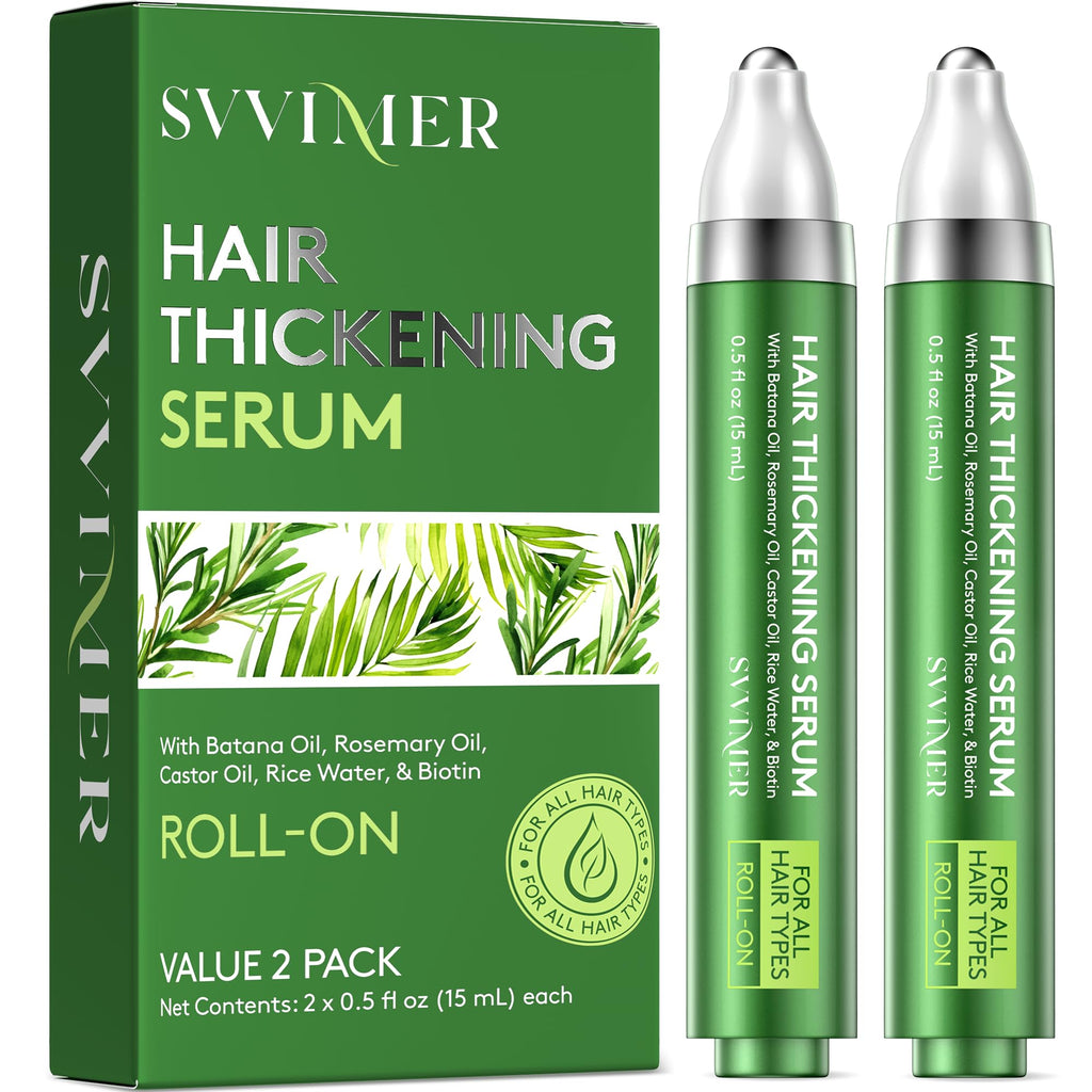 Svvimer Hair Growth Serum Roll-On – 2x15ml with Biotin, Rosemary & Batana Oil for Thicker-Looking Hair