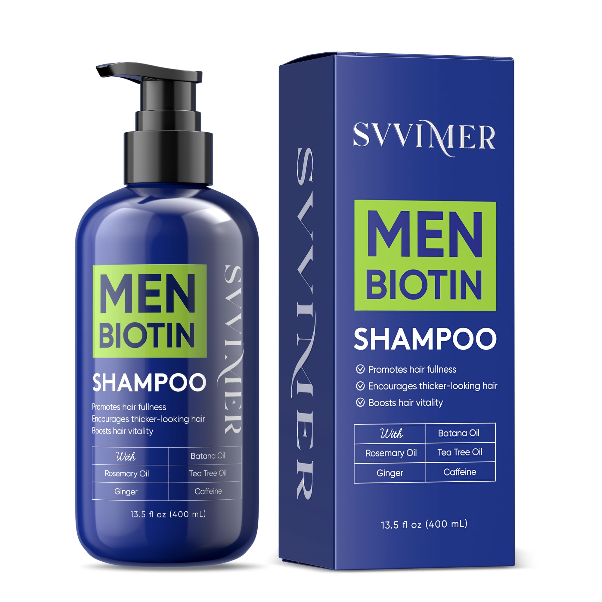 Svvimer Hair Growth Shampoo for Men – Biotin, Caffeine & Rosemary for Fuller-Looking Hair | 13.5 Fl Oz