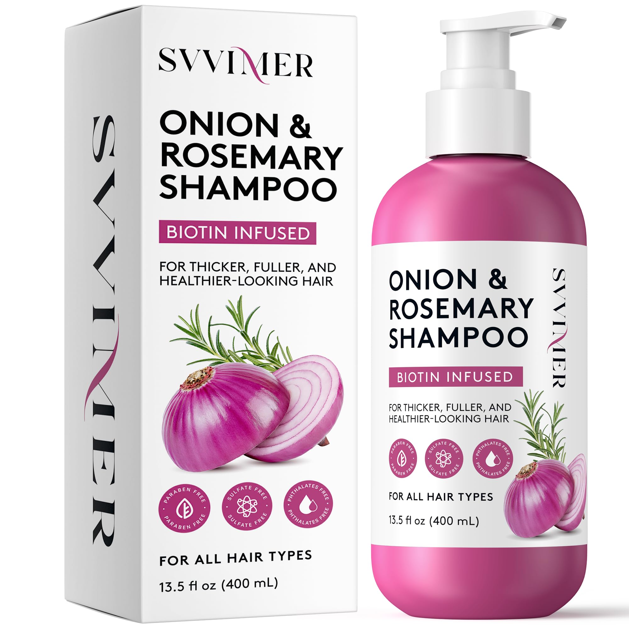 Svvimer Onion Rosemary & Biotin Shampoo — Volumizing, Sulfate-Free Hair Thickening 13.5 oz (Pack of 1)