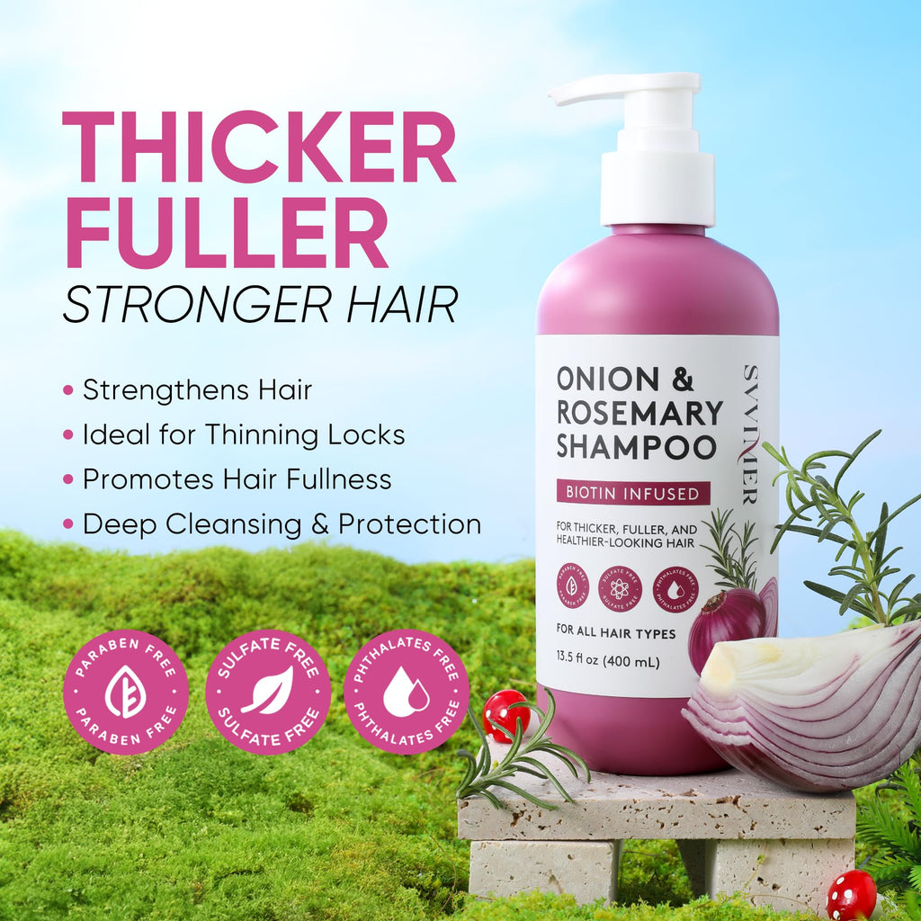 Svvimer Onion Rosemary & Biotin Shampoo — Volumizing, Sulfate-Free Hair Thickening 13.5 oz (Pack of 1)