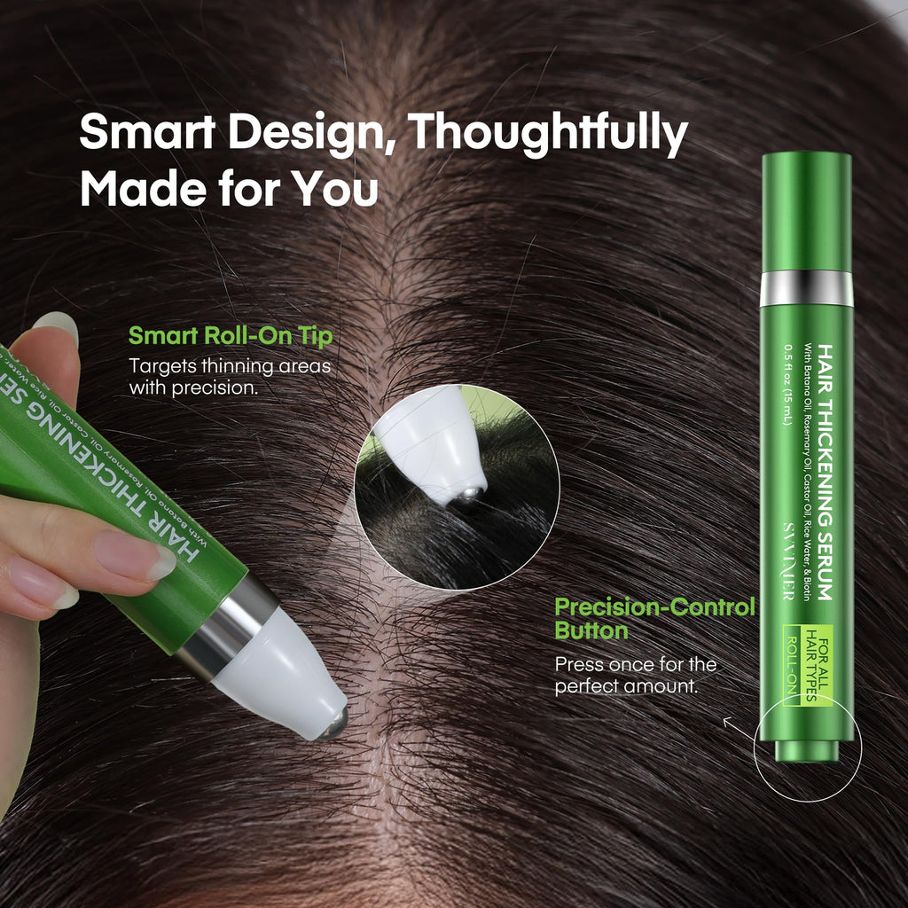 Svvimer Hair Growth Serum Roll-On – 2x15ml with Biotin, Rosemary & Batana Oil for Thicker-Looking Hair